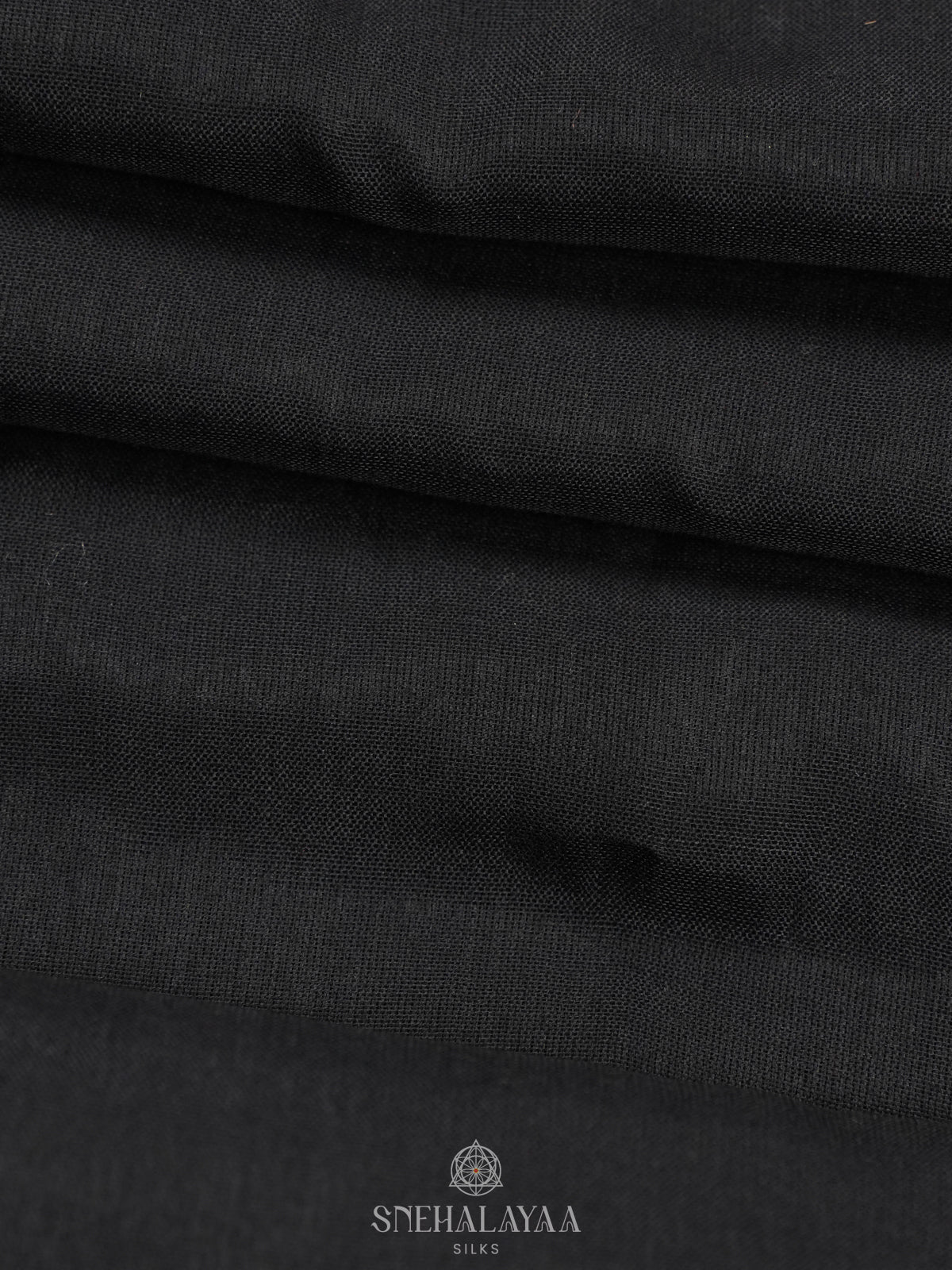 Black Khadi Cotton Saree With Cotton Blouse