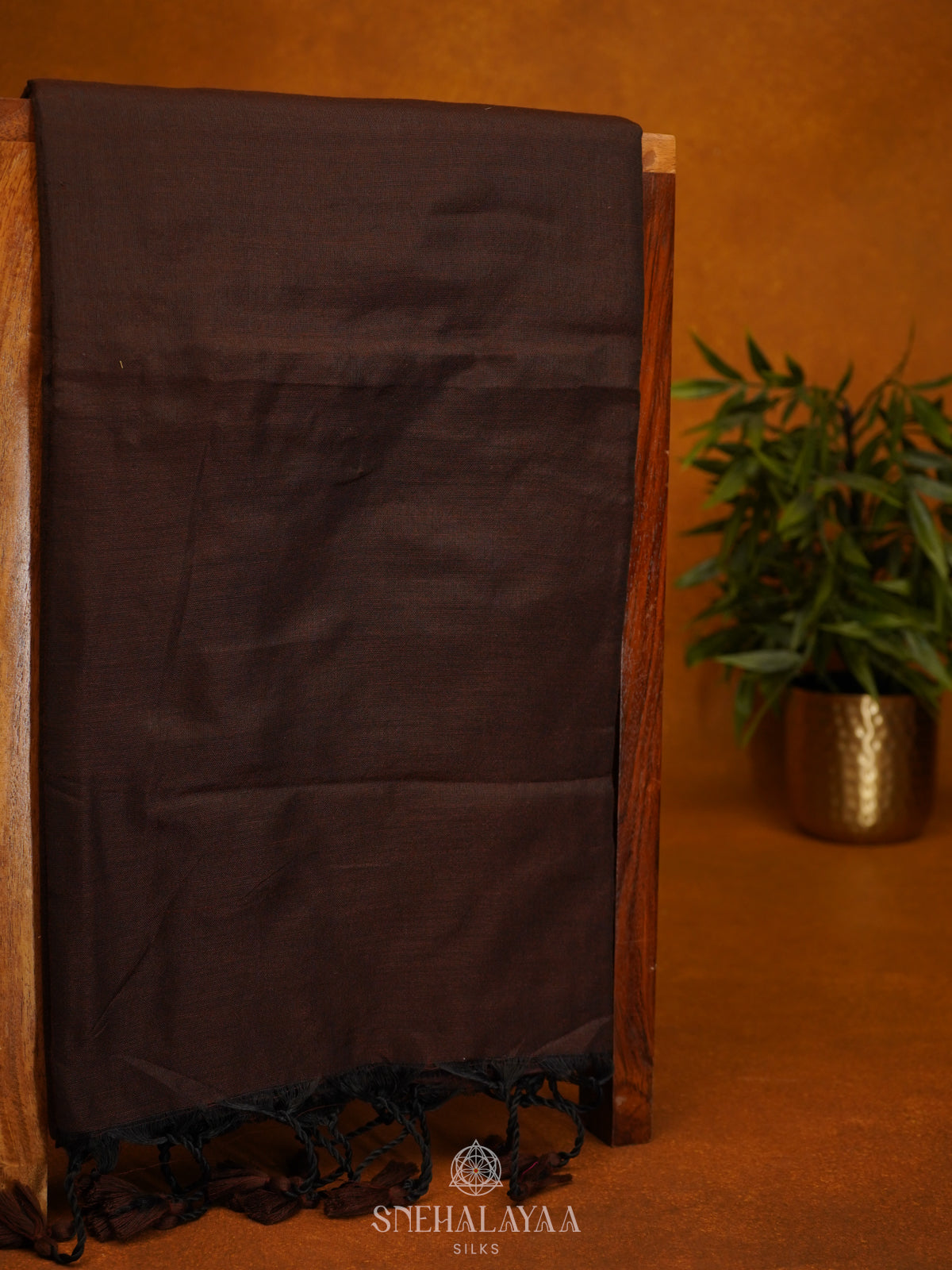 Coffee Brown Khadi Cotton Saree With Cotton Blouse