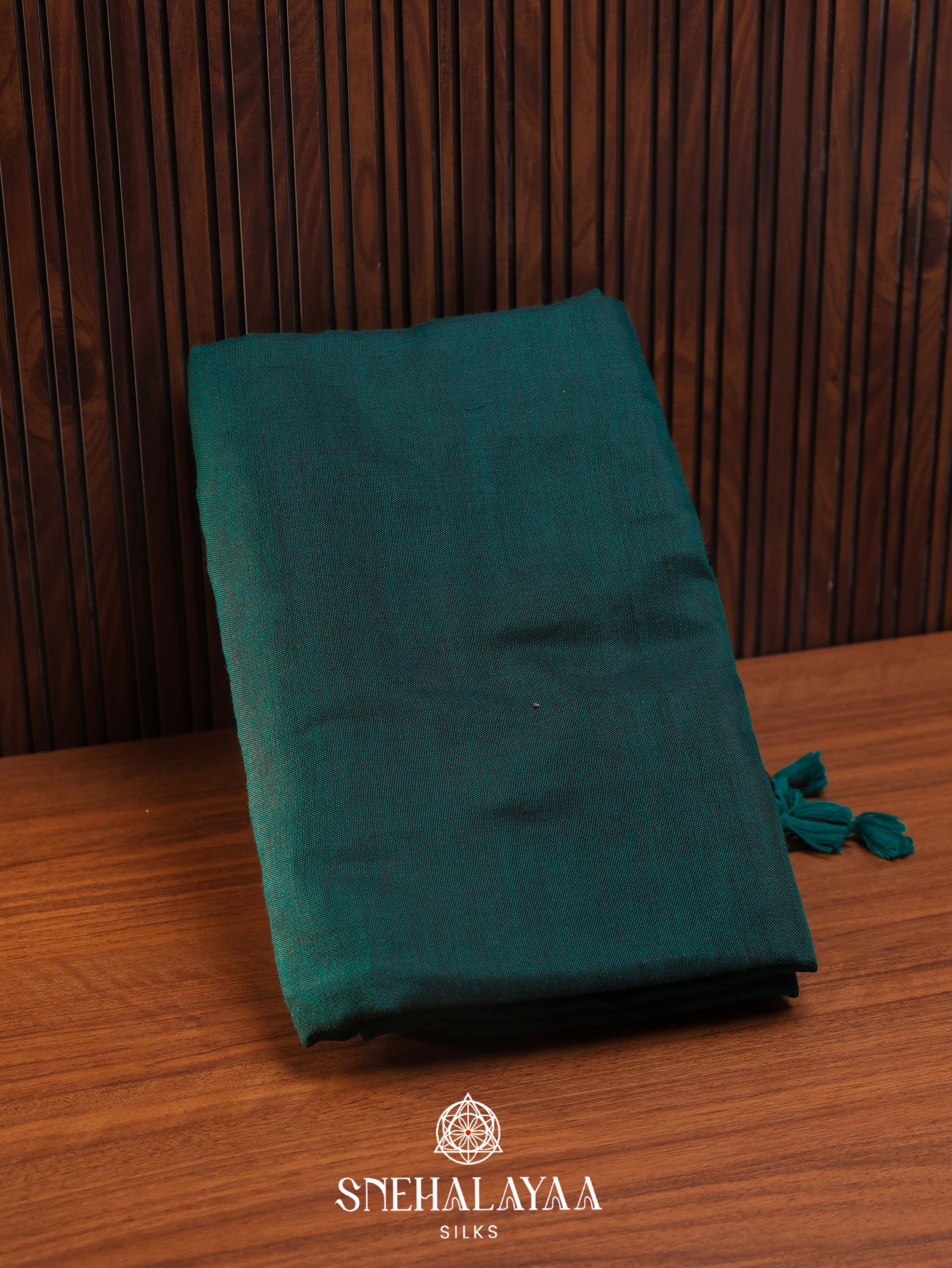 Peacock Green Khadi Cotton Saree