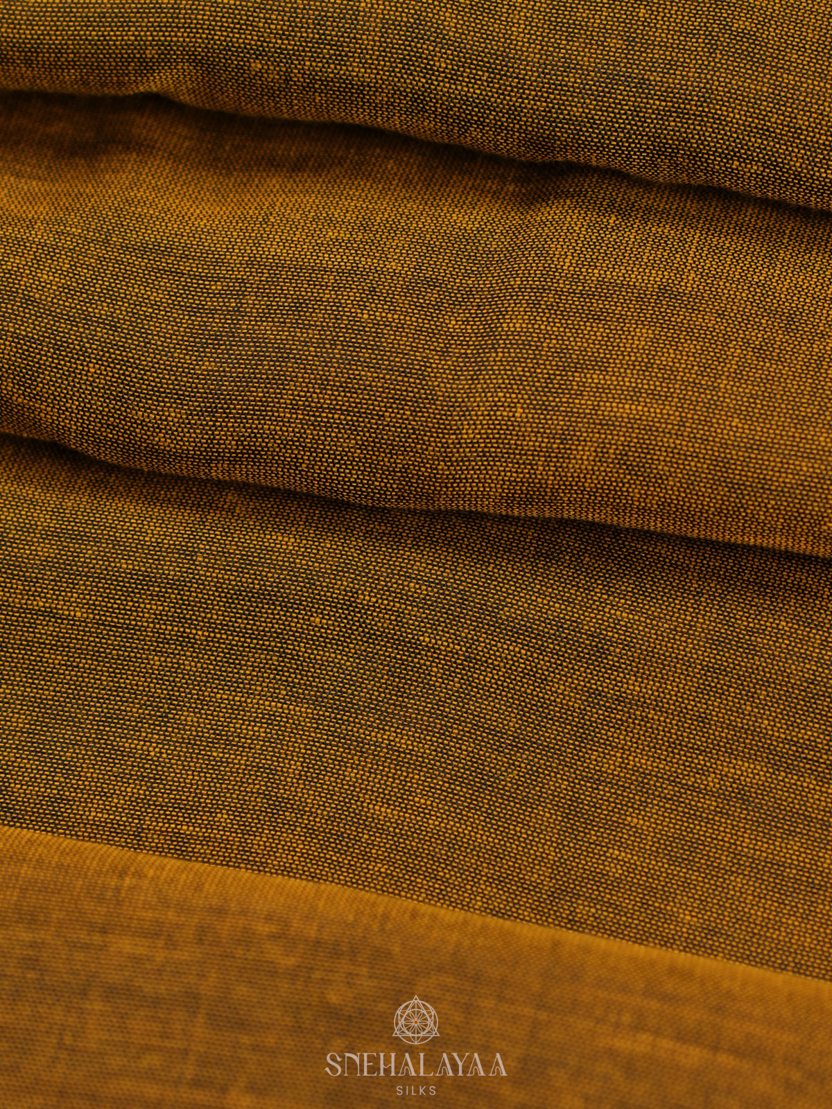 Mustard Khadi Cotton Saree With Cotton Blouse