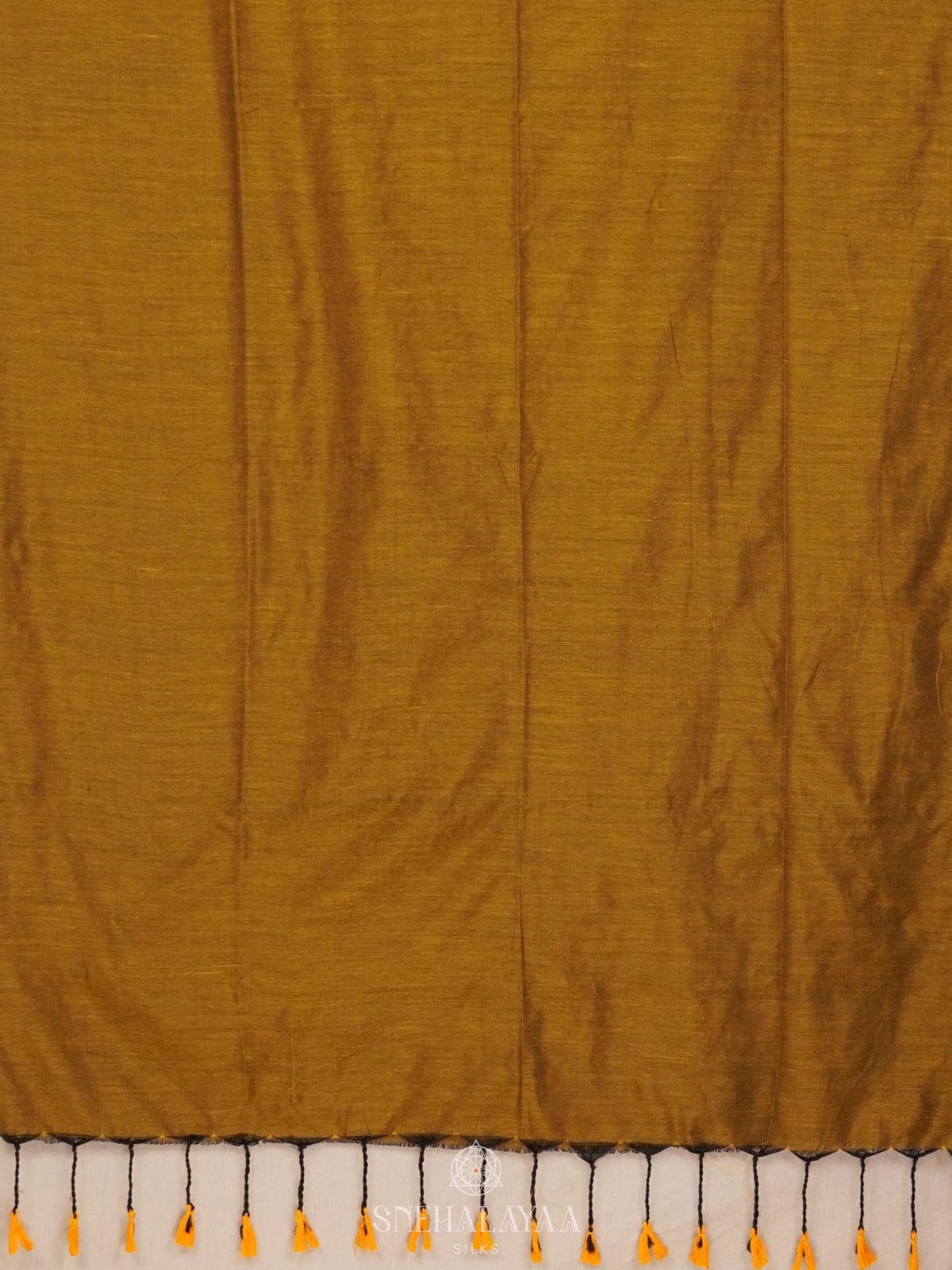 Mustard Khadi Cotton Saree With Cotton Blouse