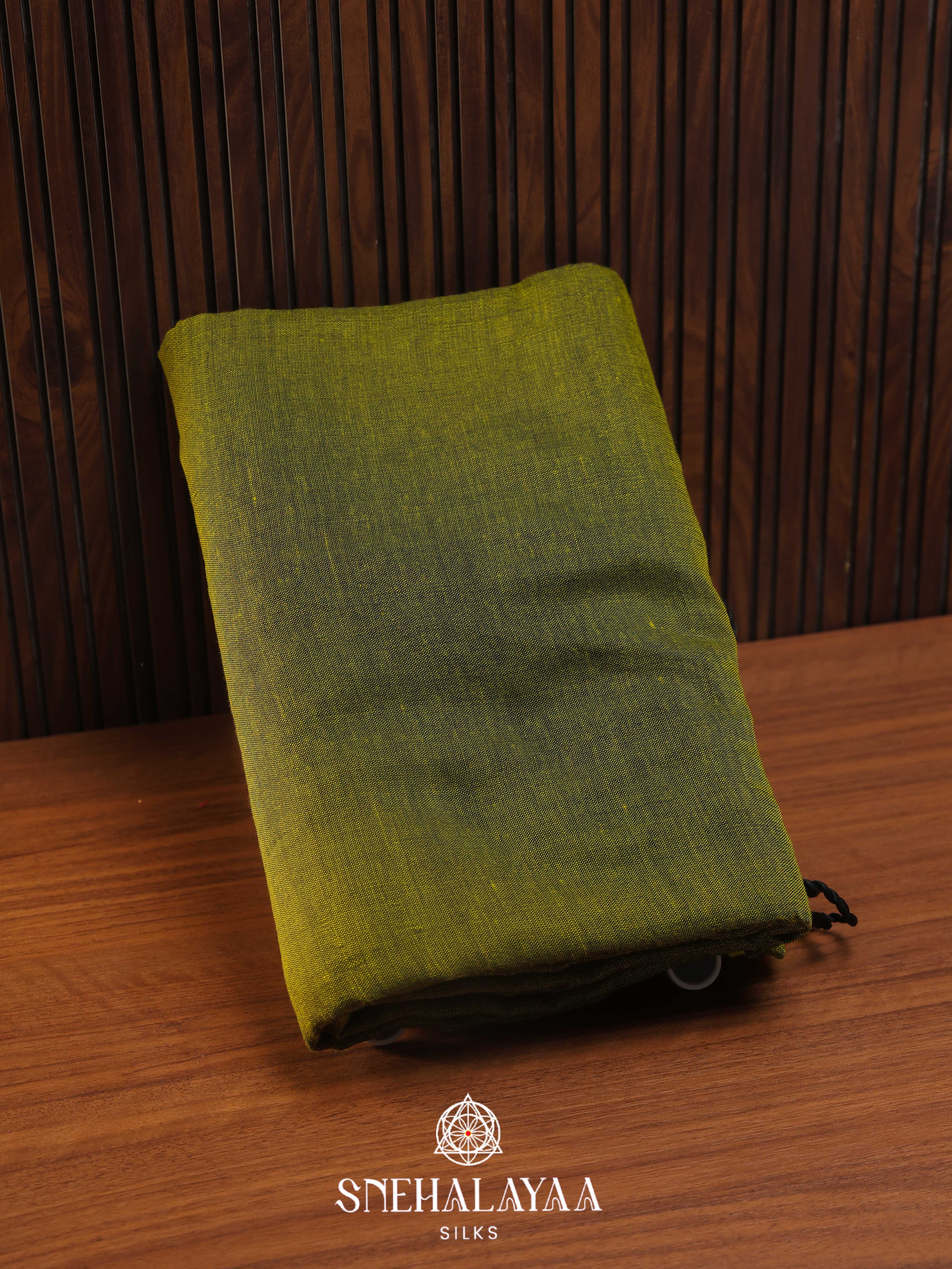 Olive Green Khadi Cotton Saree