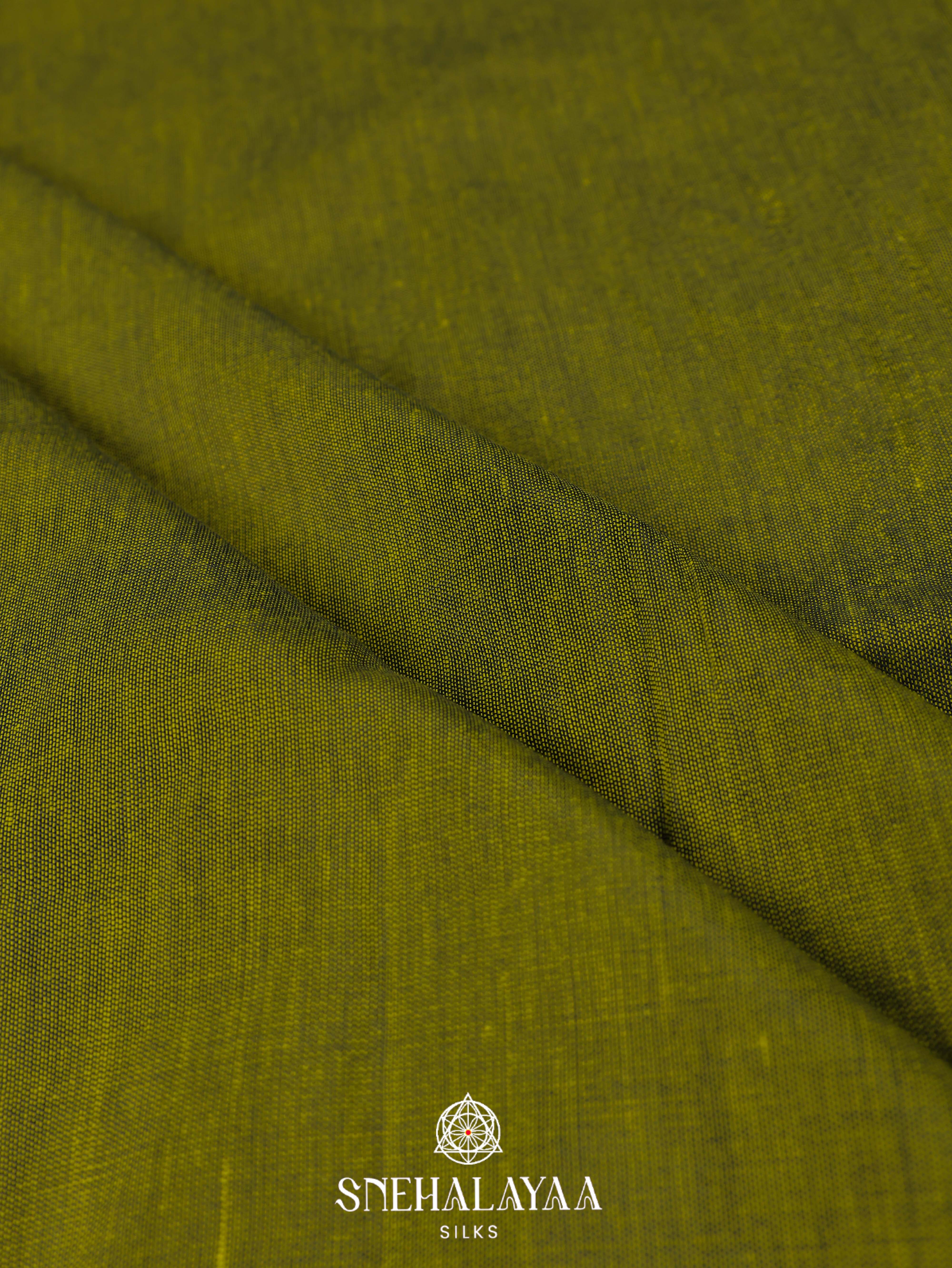 Olive Green Khadi Cotton Saree