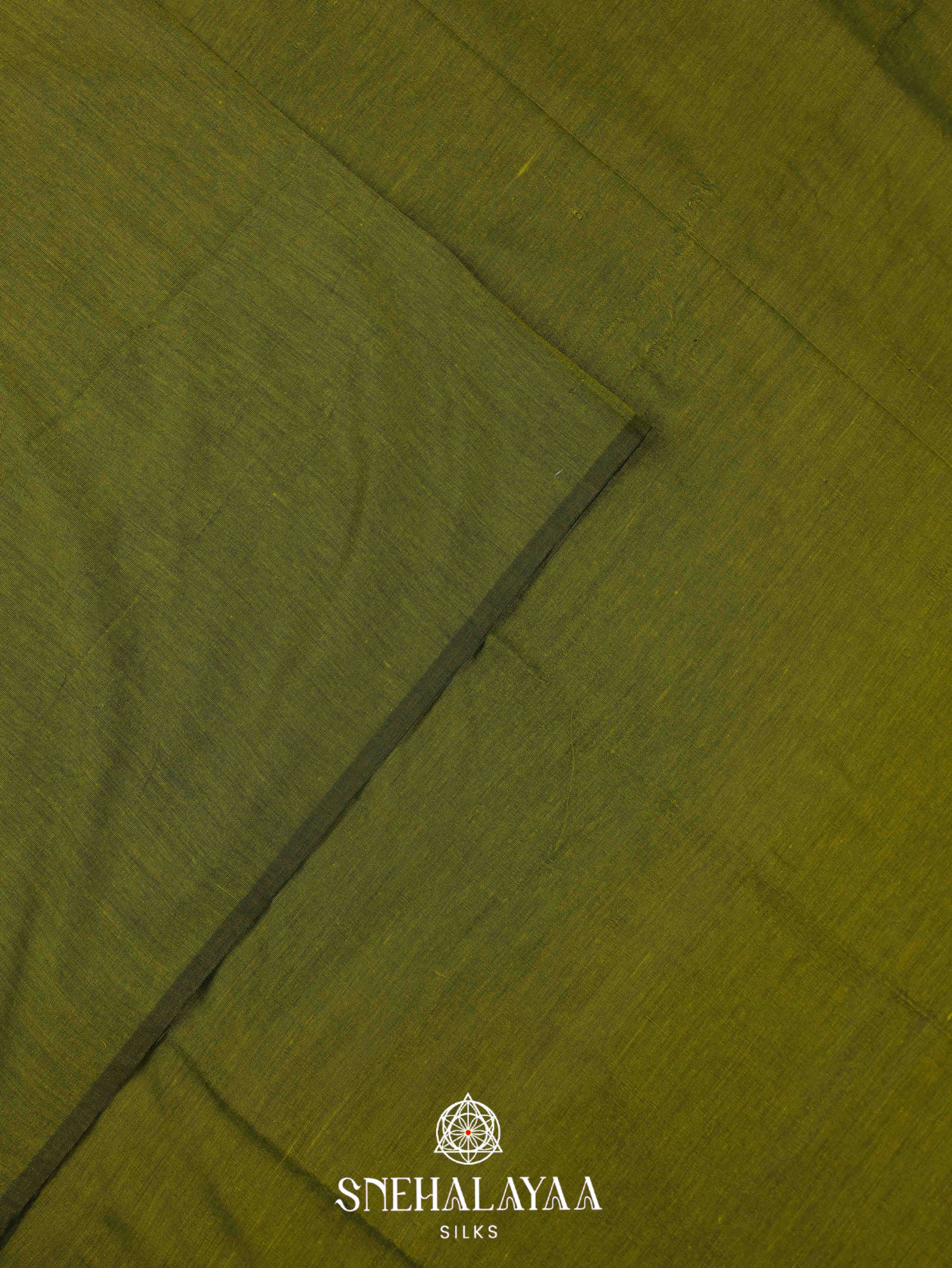 Olive Green Khadi Cotton Saree
