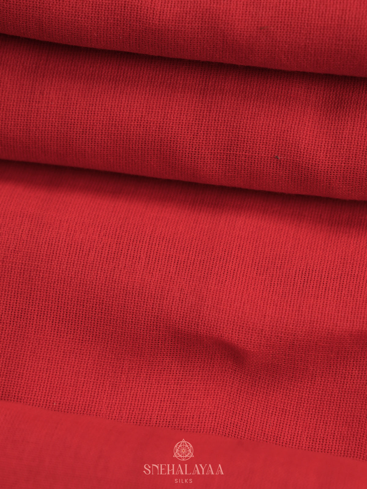 Ruby Red  Khadi Cotton Saree With Cotton Blouse