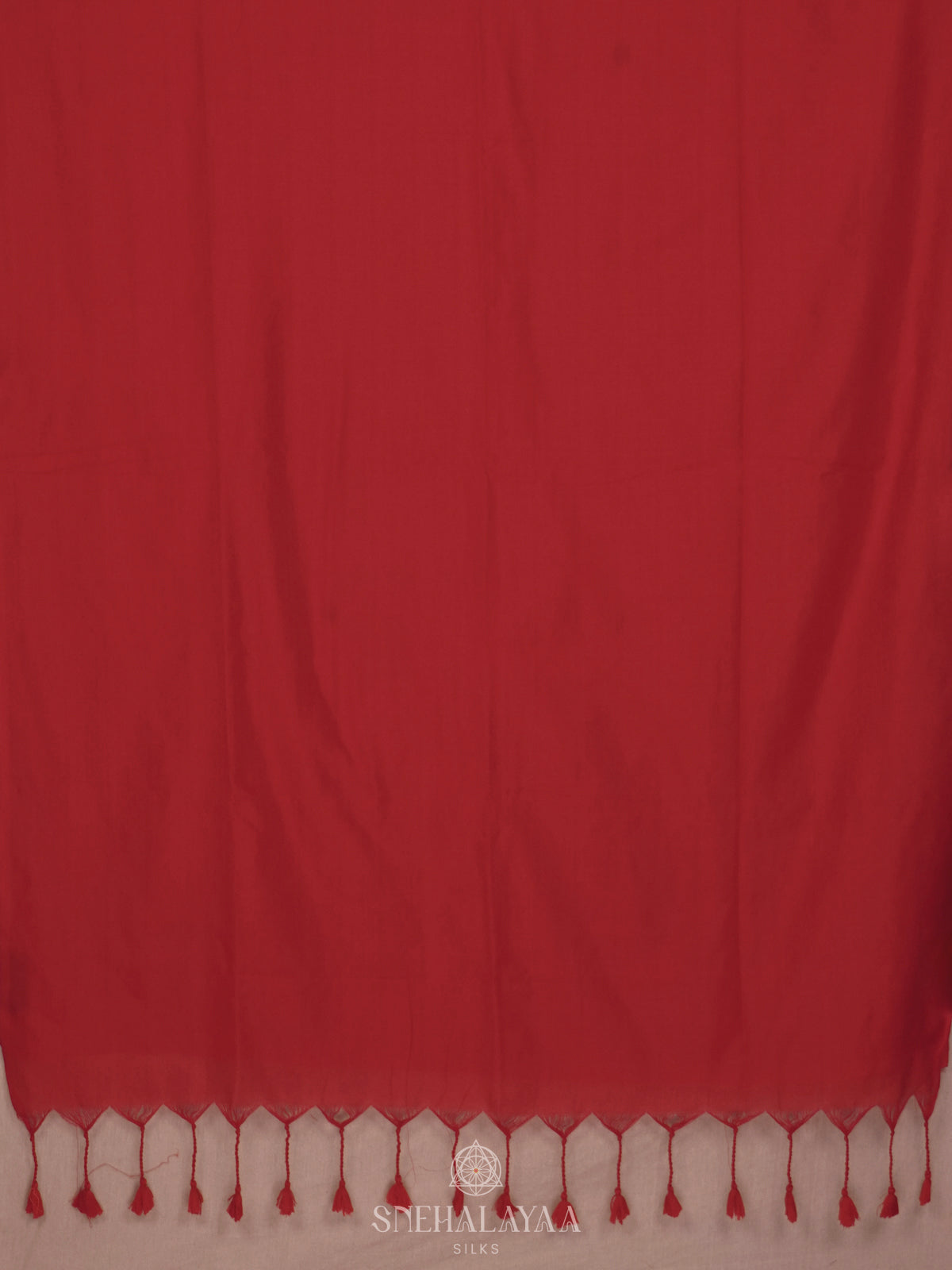 Ruby Red  Khadi Cotton Saree With Cotton Blouse