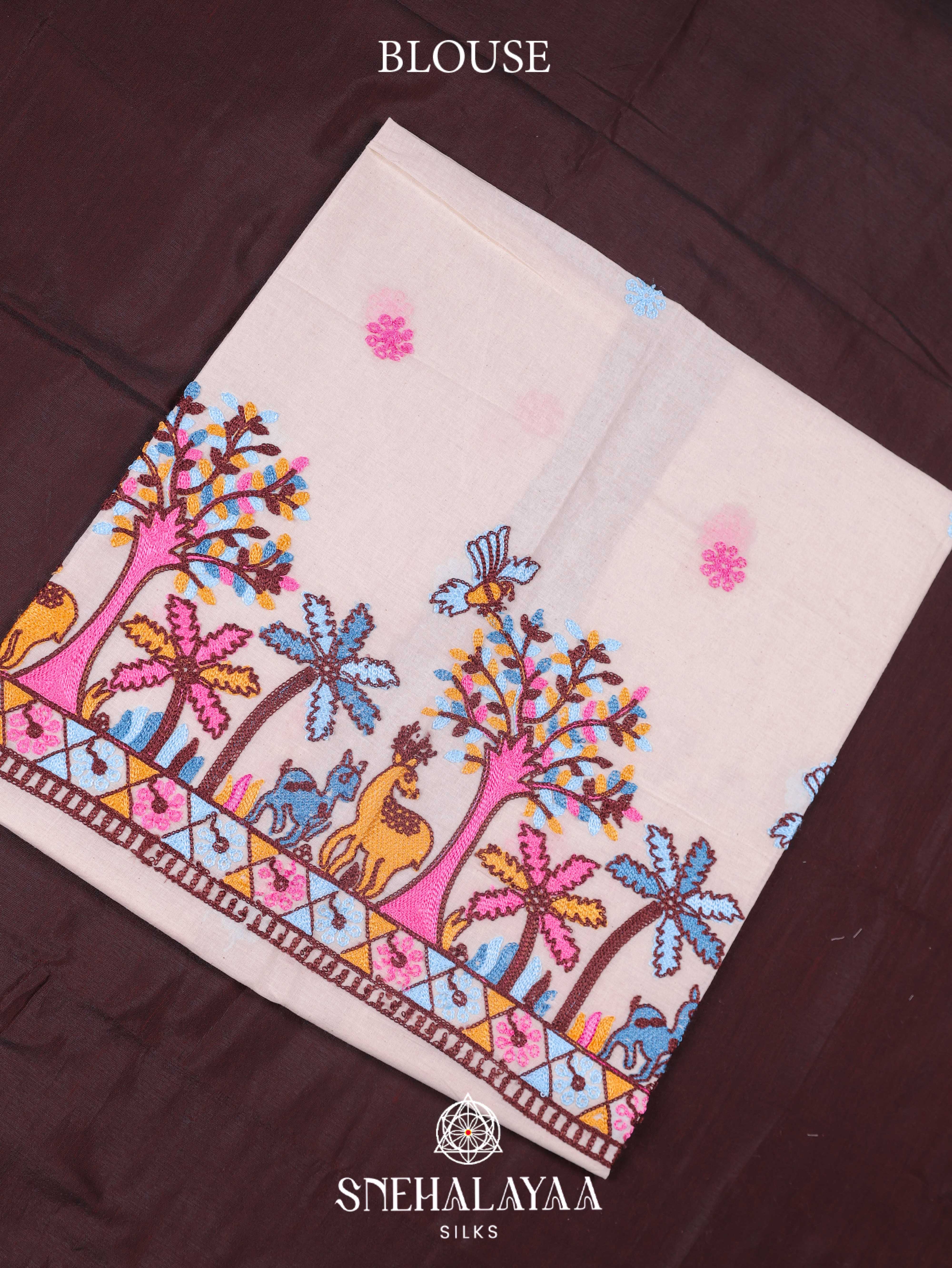 Brown Khadi Cotton Saree