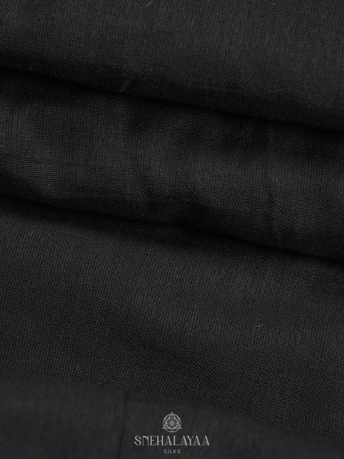 Charcol Black Khadi Cotton Saree With Cotton Blouse