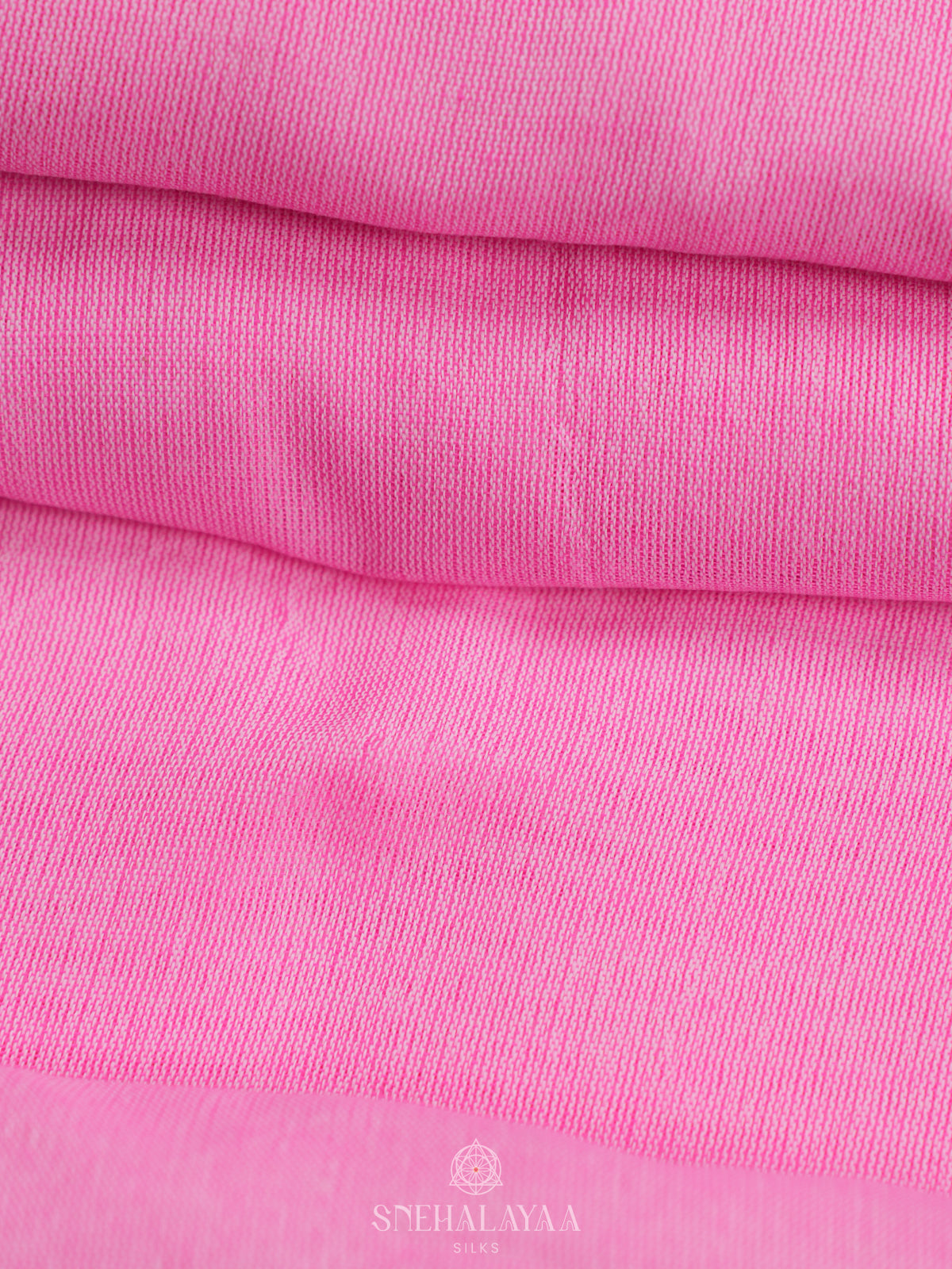 Pink Khadi Cotton Saree With Cotton Blouse