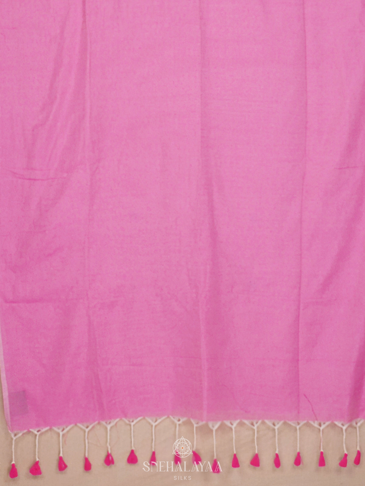 Pink Khadi Cotton Saree With Cotton Blouse