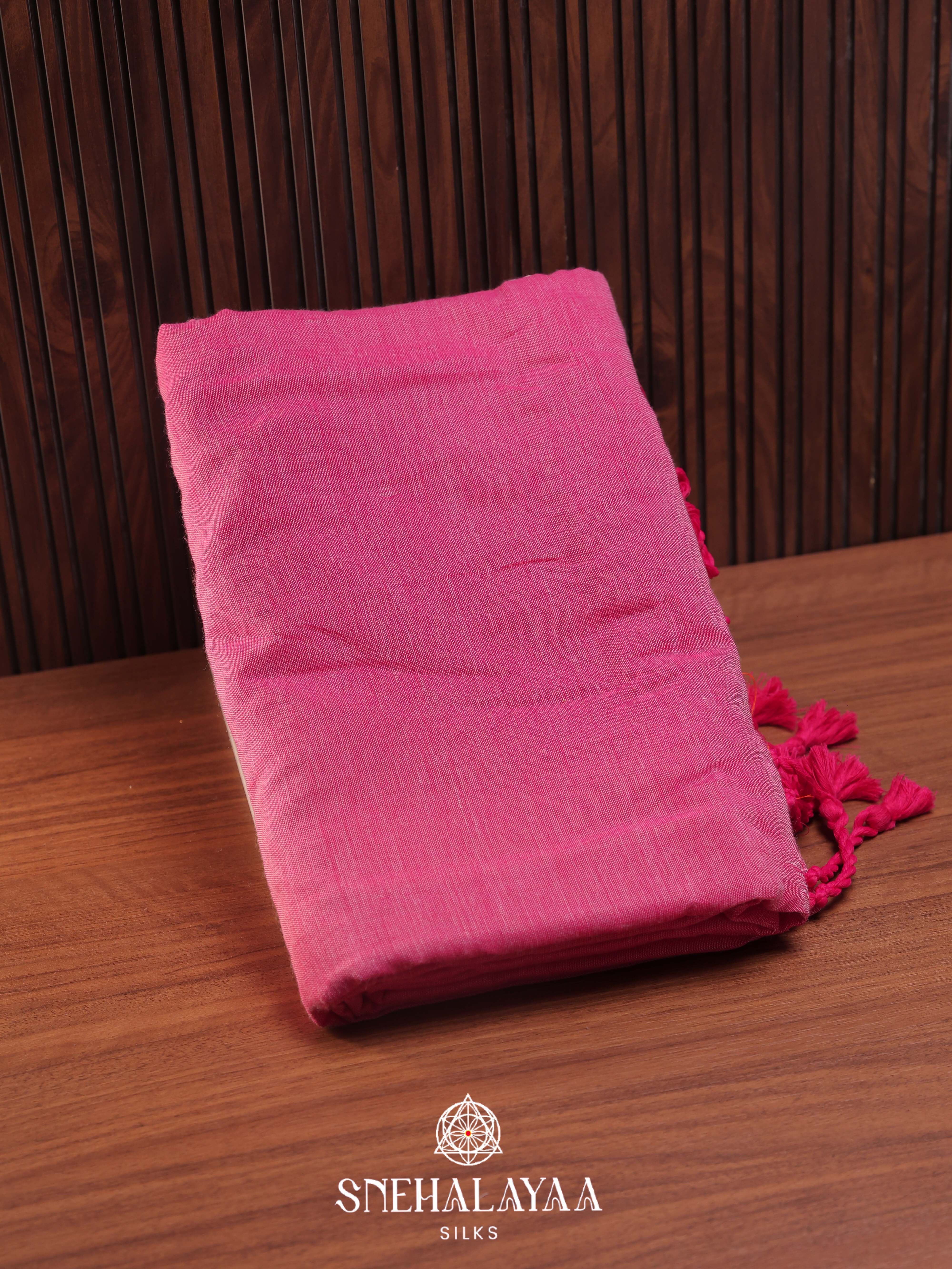 Pink Khadi Cotton Saree