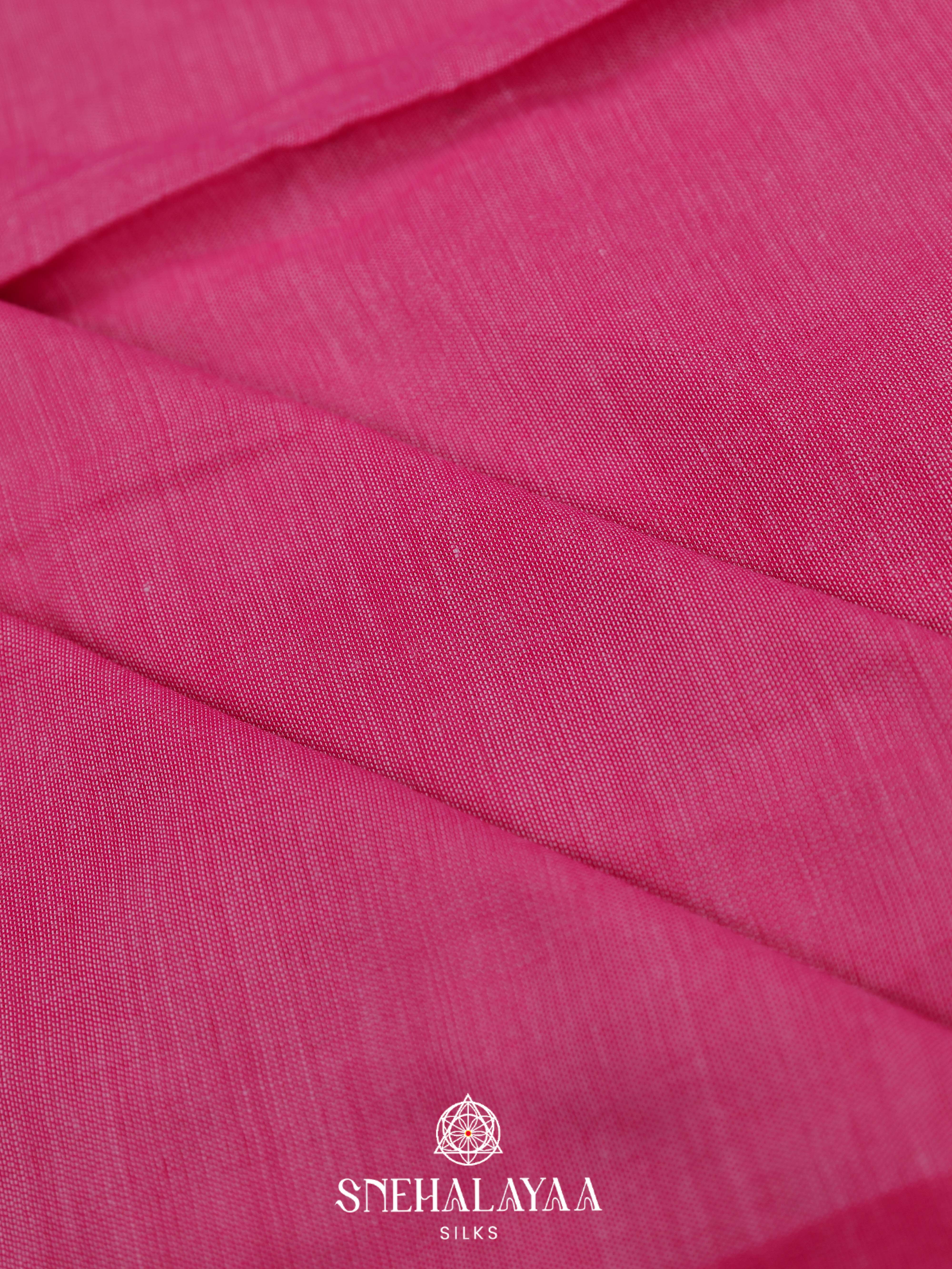 Pink Khadi Cotton Saree
