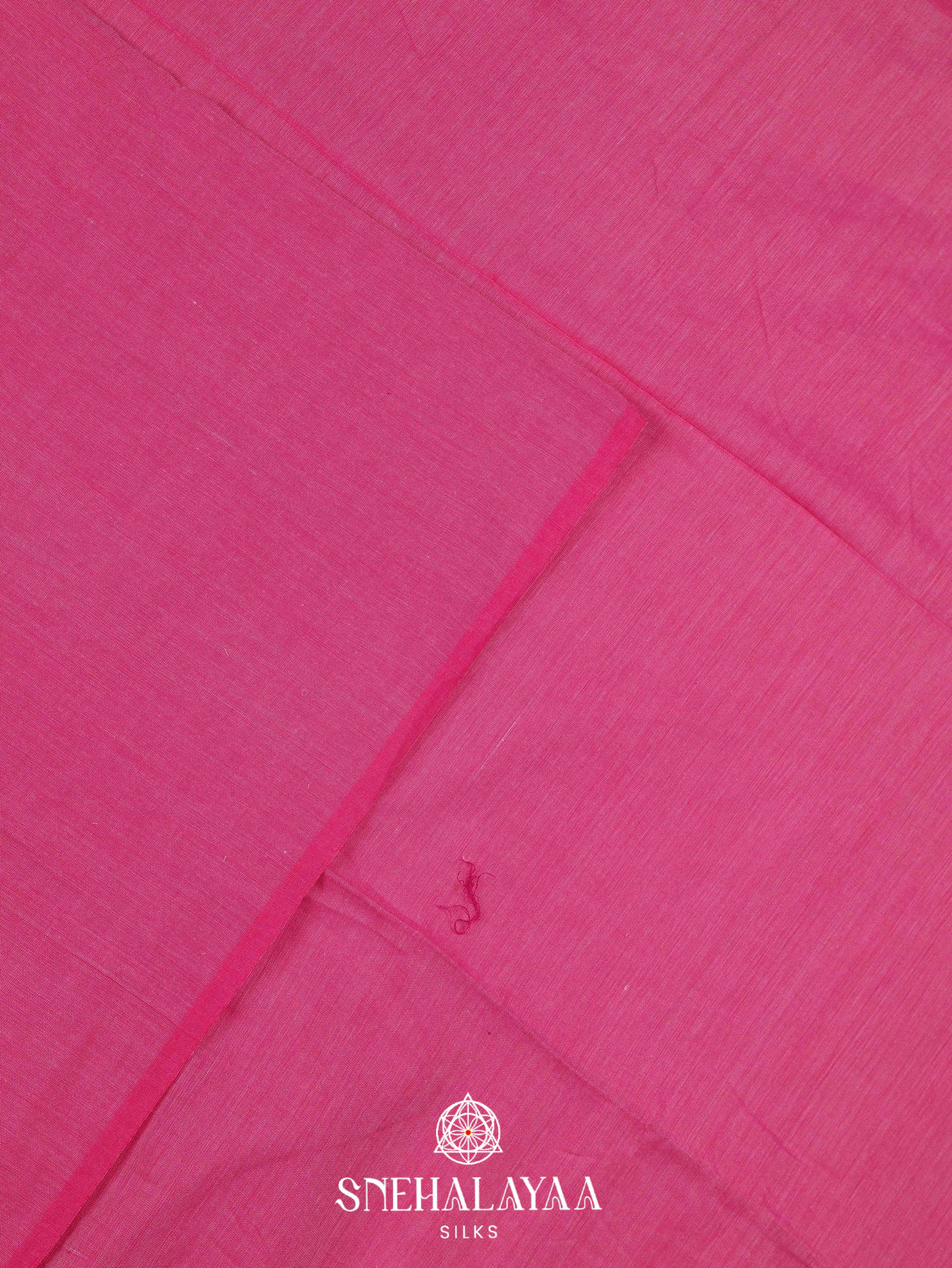 Pink Khadi Cotton Saree