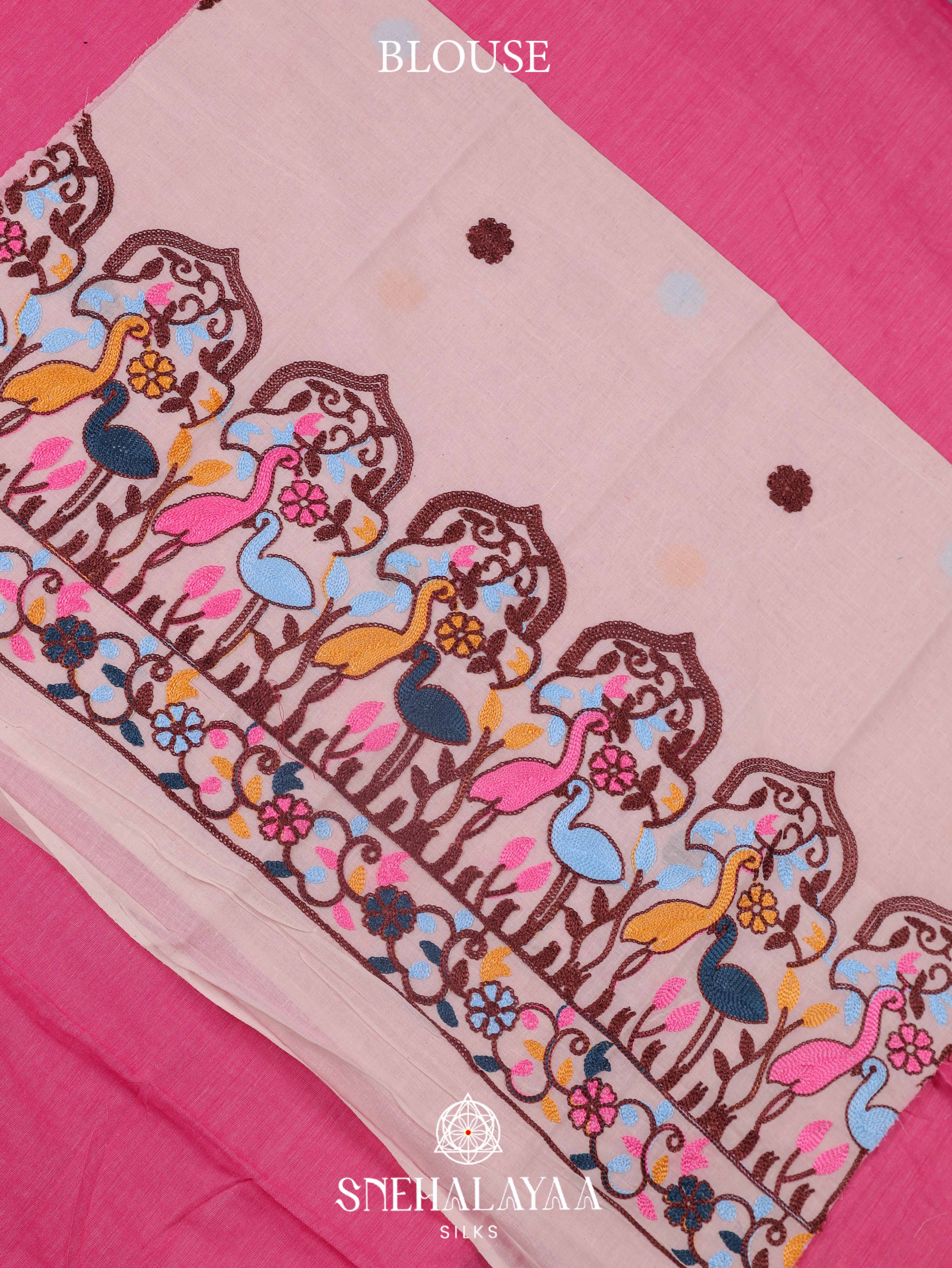 Pink Khadi Cotton Saree