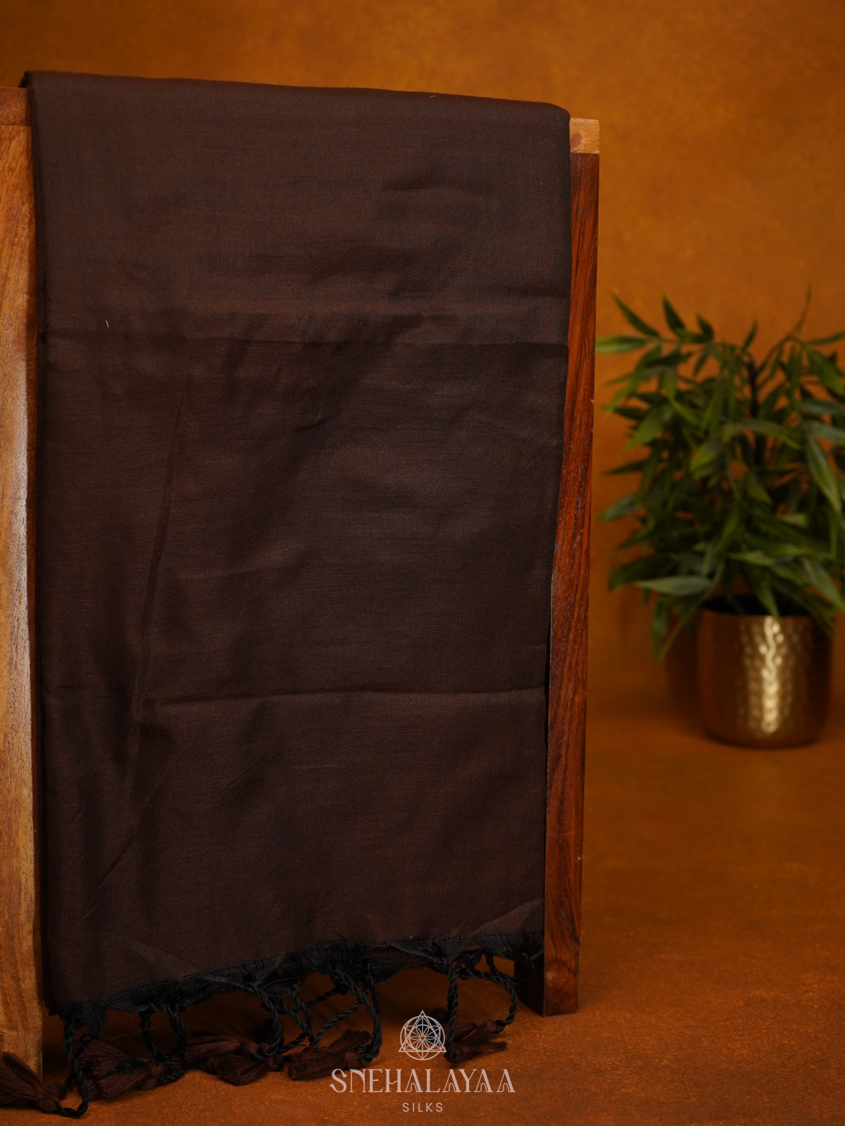 Brown Khadi Cotton Saree With Cotton Blouse