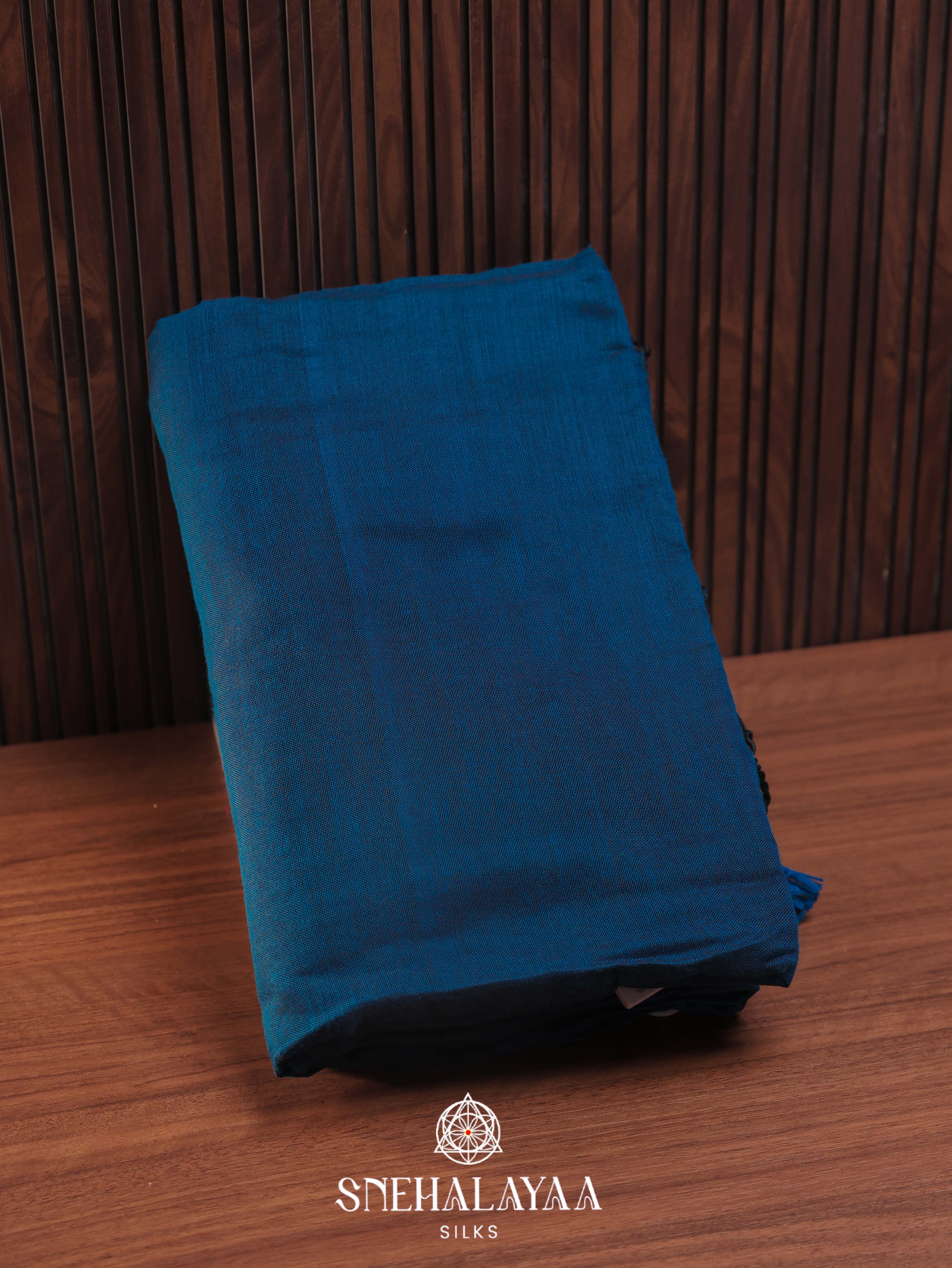 Blue Khadi Cotton Saree