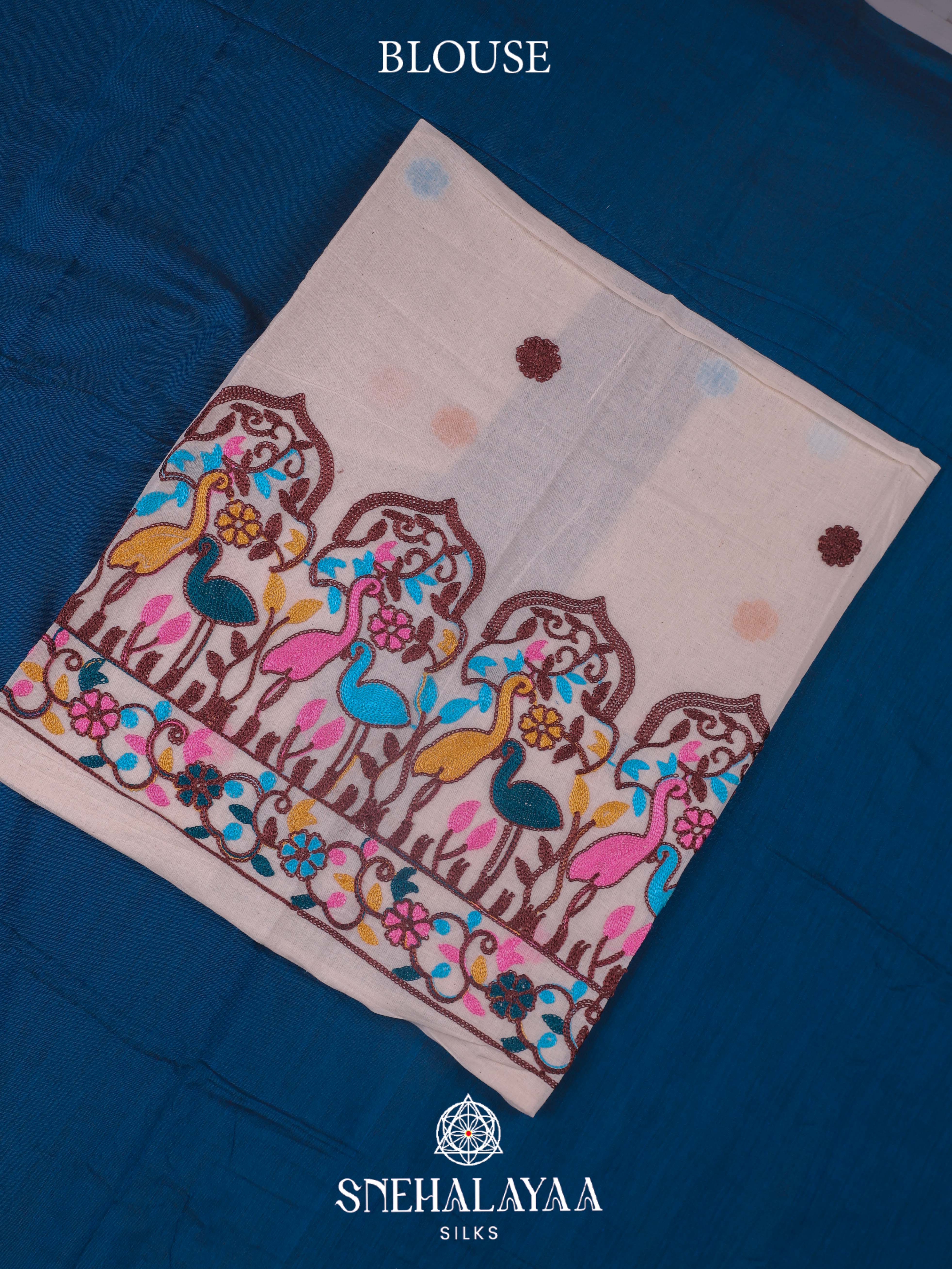 Blue Khadi Cotton Saree