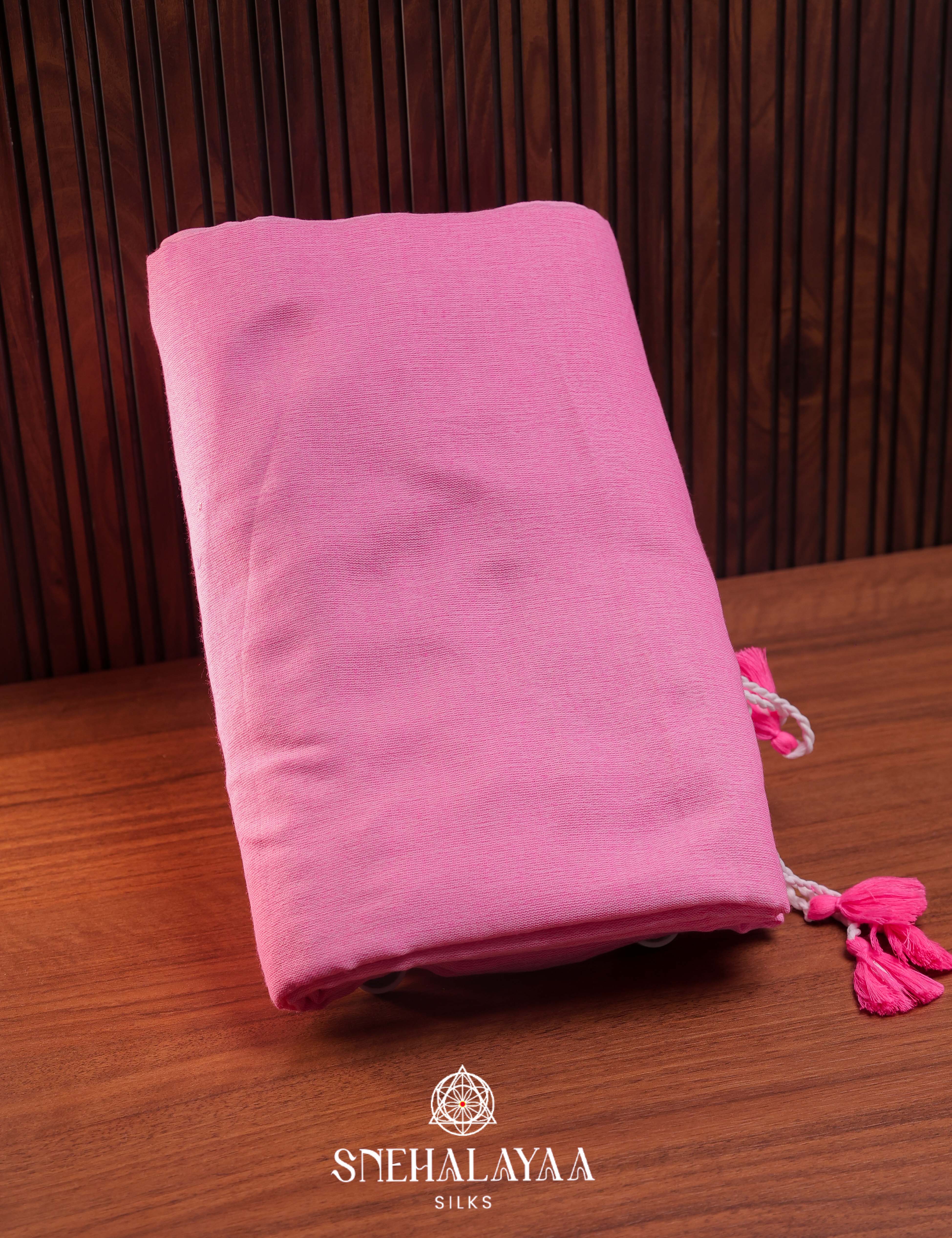 Pink Khadi Cotton Saree