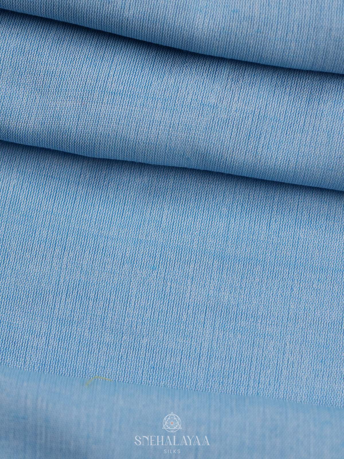 Blue Khadi Cotton Saree With Cotton Blouse