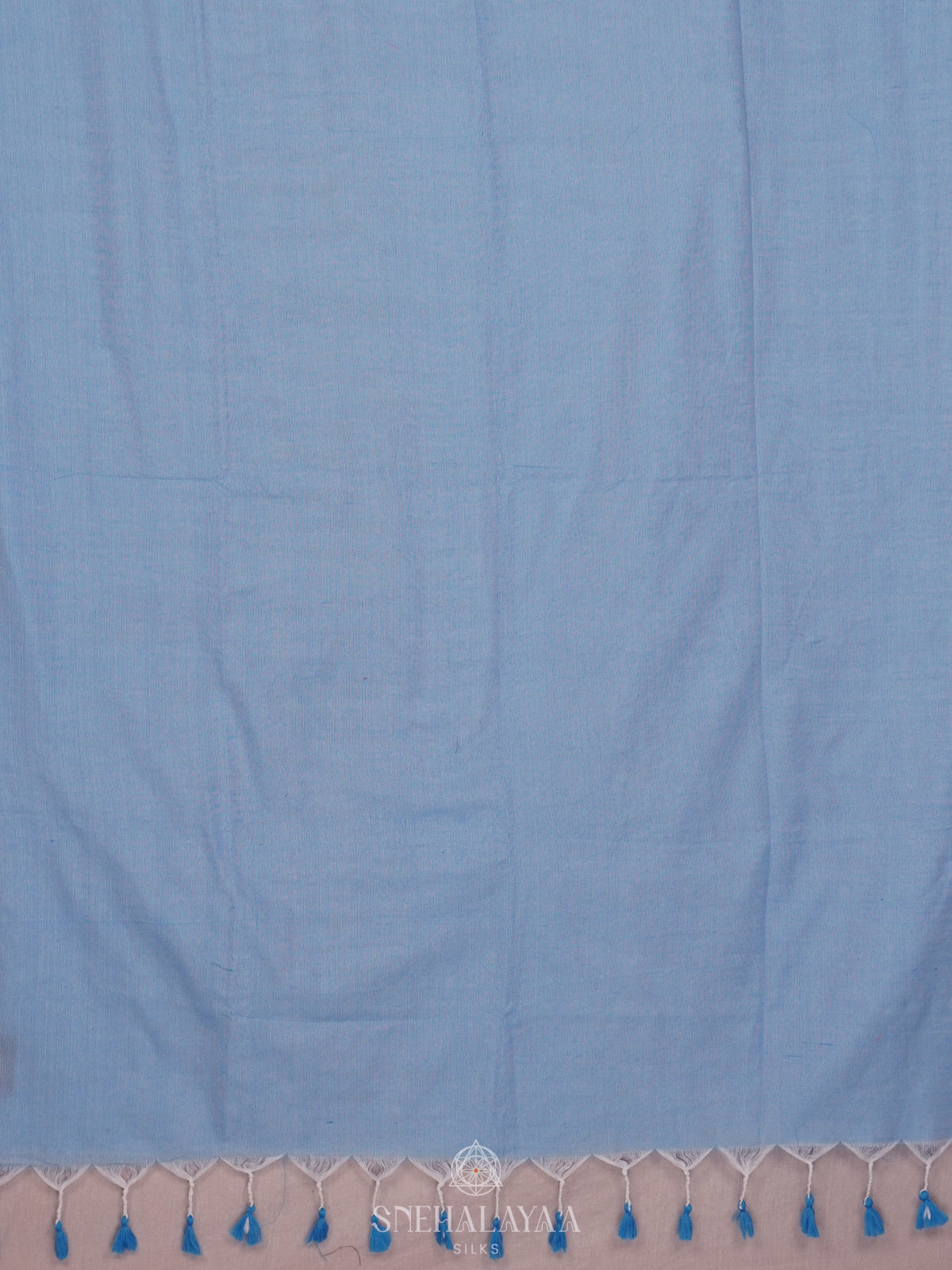 Blue Khadi Cotton Saree With Cotton Blouse