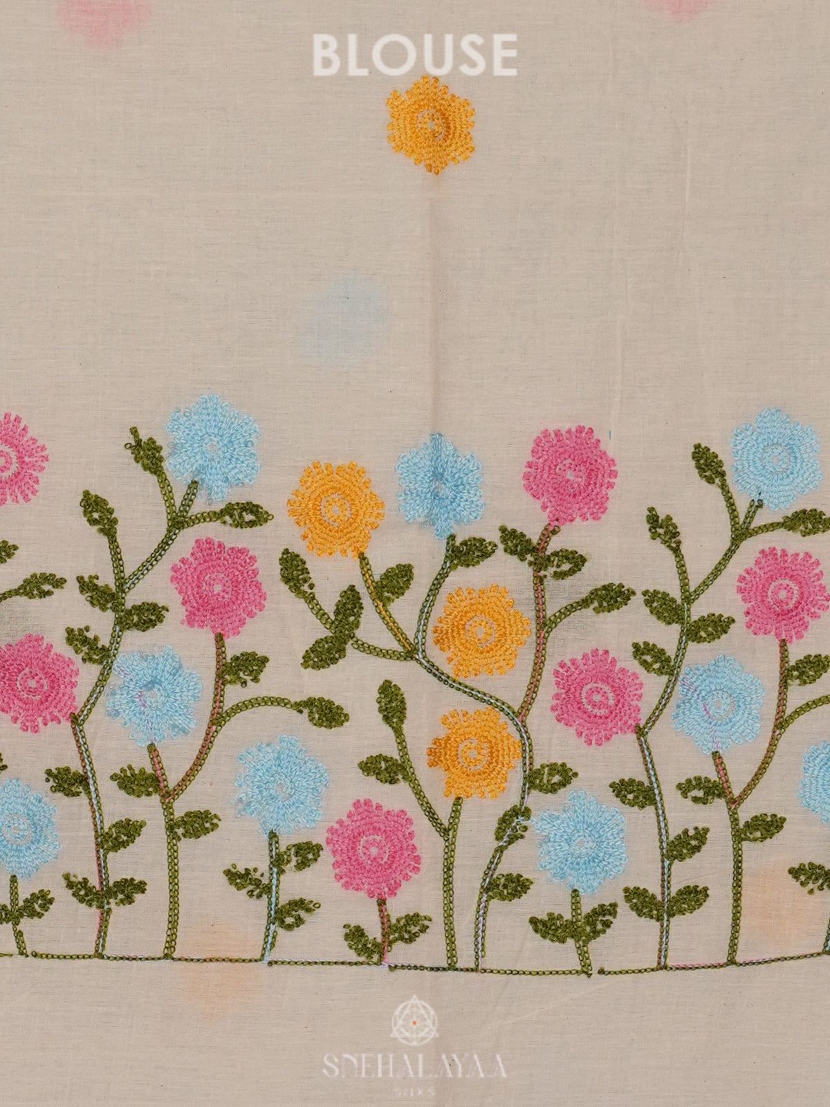 Blue Khadi Cotton Saree With Cotton Blouse