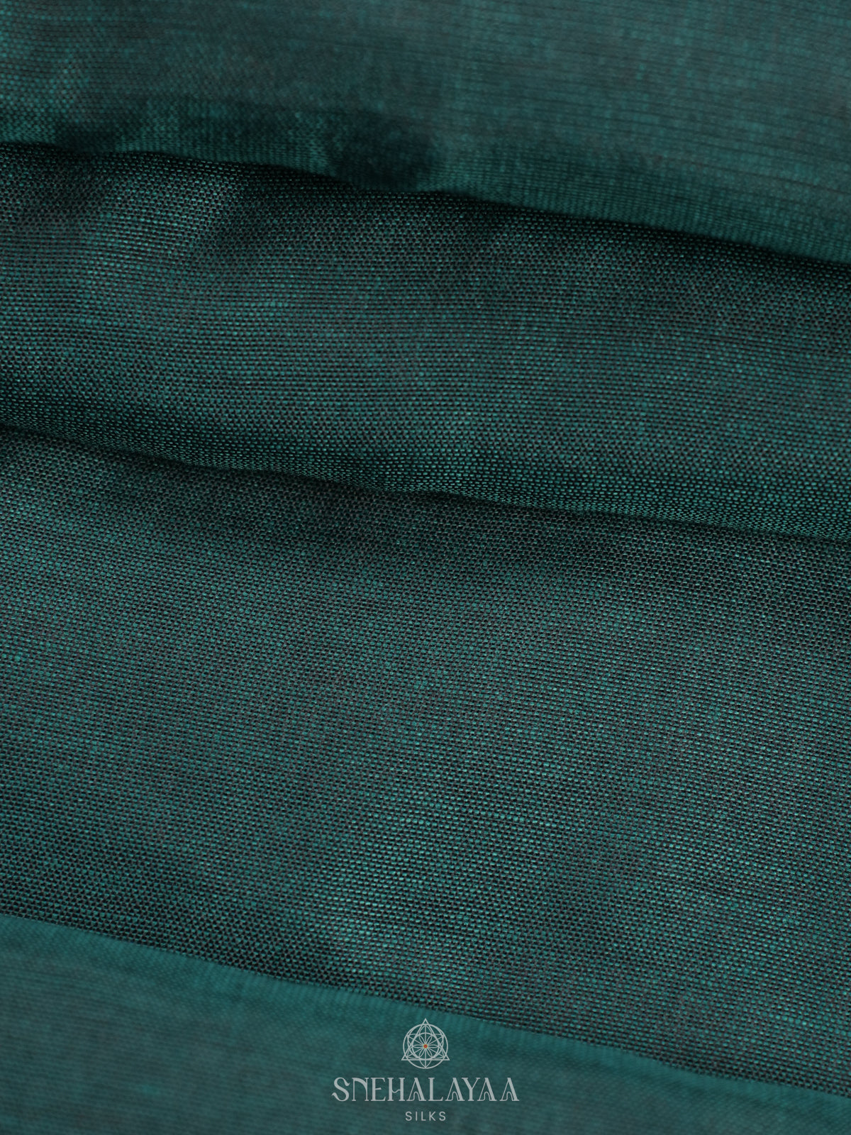 Forest Green Khadi Cotton Saree With Cotton Blouse