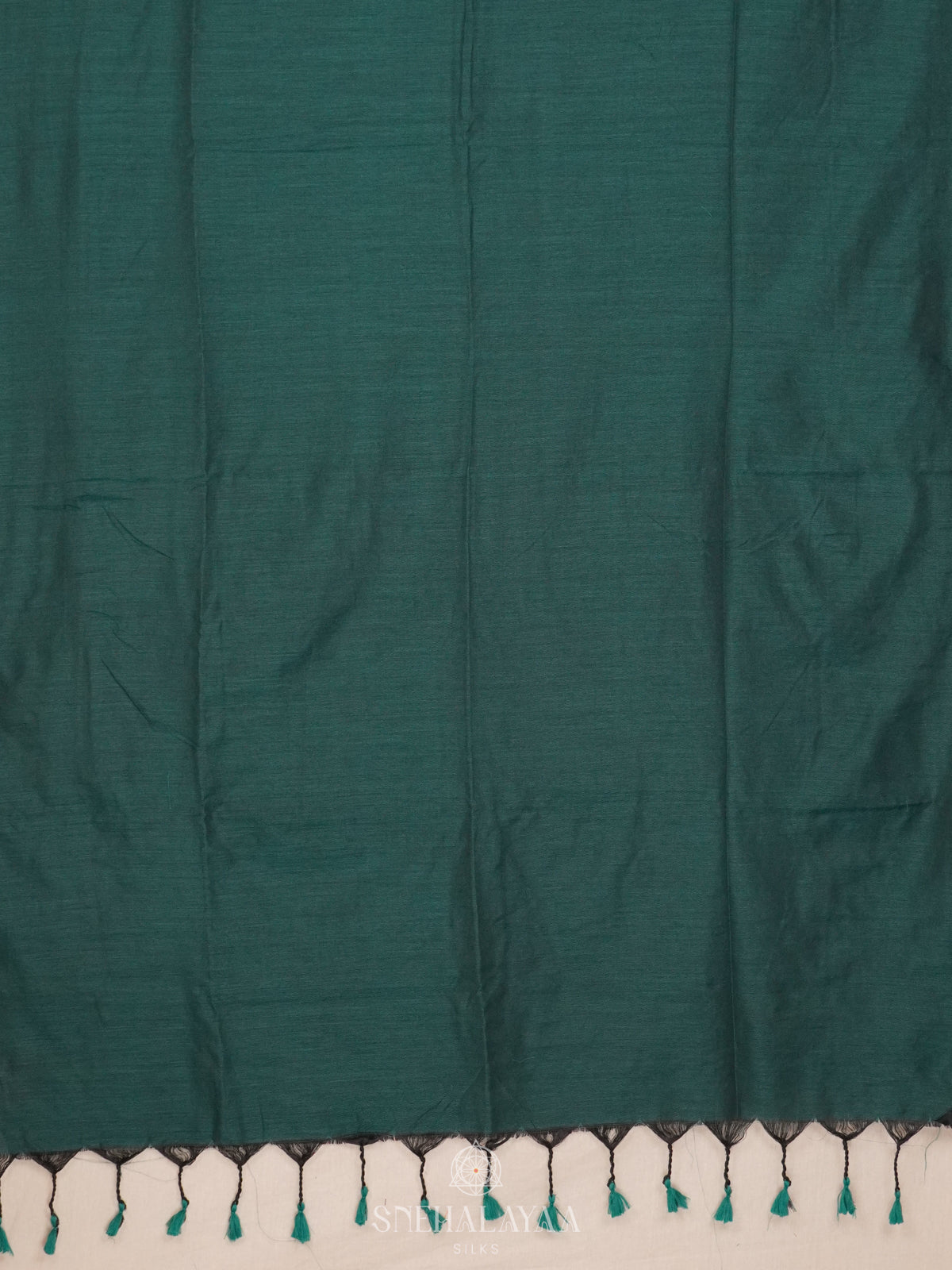 Forest Green Khadi Cotton Saree With Cotton Blouse