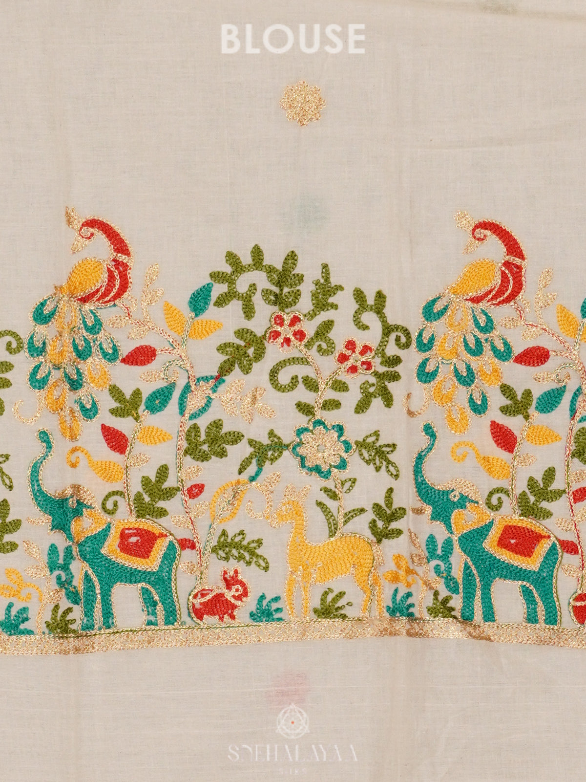 Forest Green Khadi Cotton Saree With Cotton Blouse