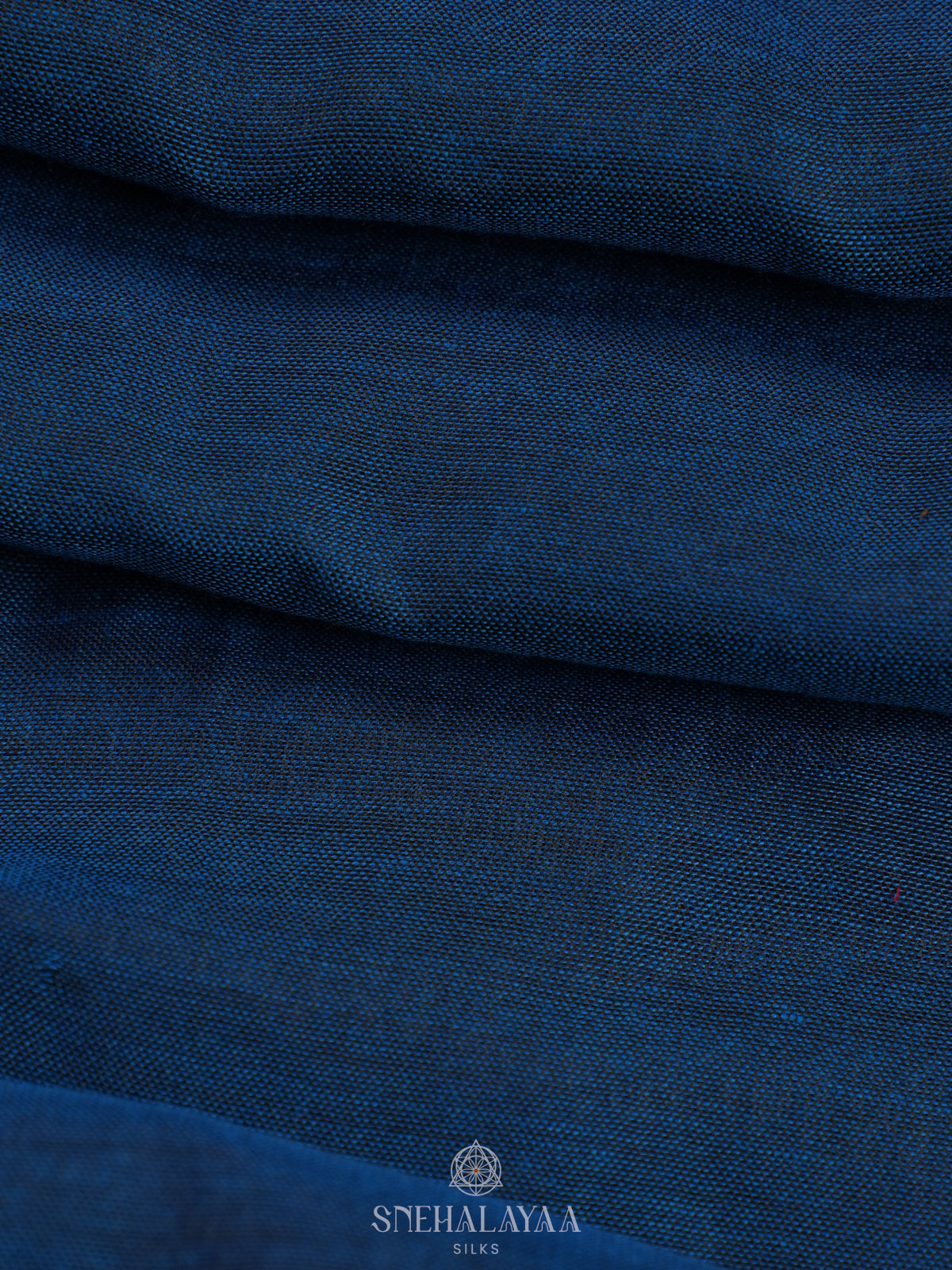 Navy Blue Khadi Cotton Saree With Cotton Blouse