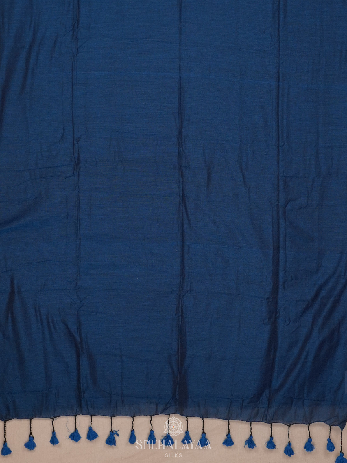 Navy Blue Khadi Cotton Saree With Cotton Blouse