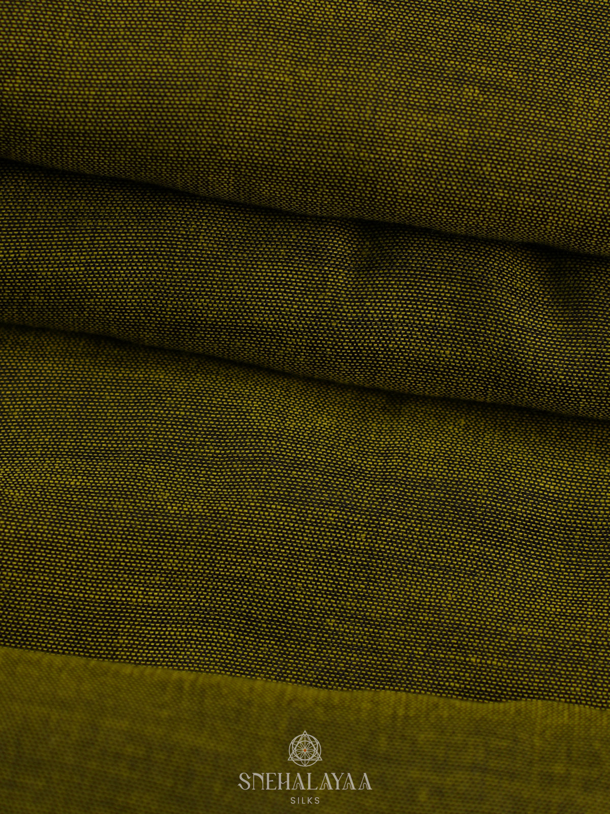 Olive Green Khadi Cotton Saree With Cotton Blouse