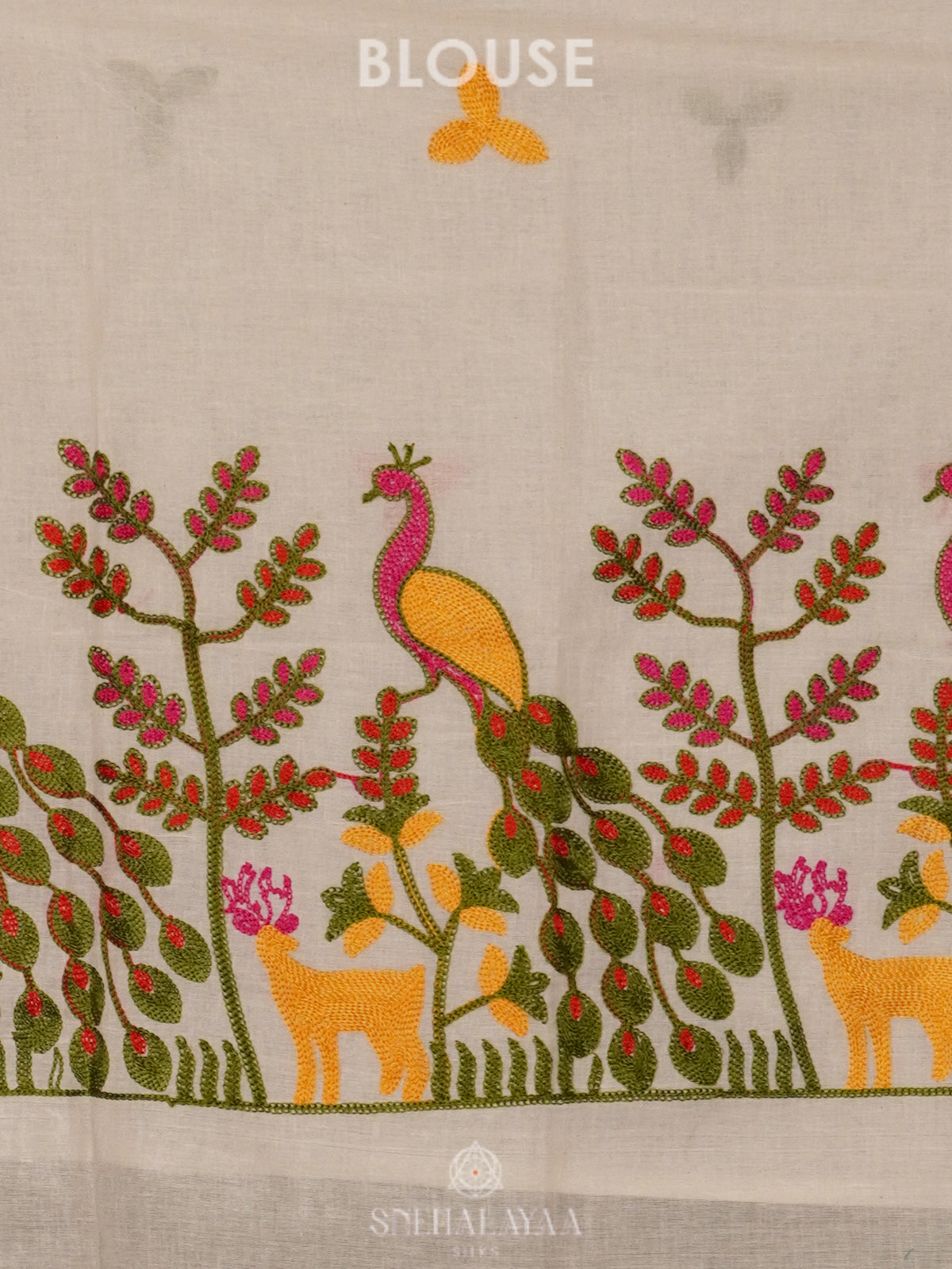 Olive Green Khadi Cotton Saree With Cotton Blouse