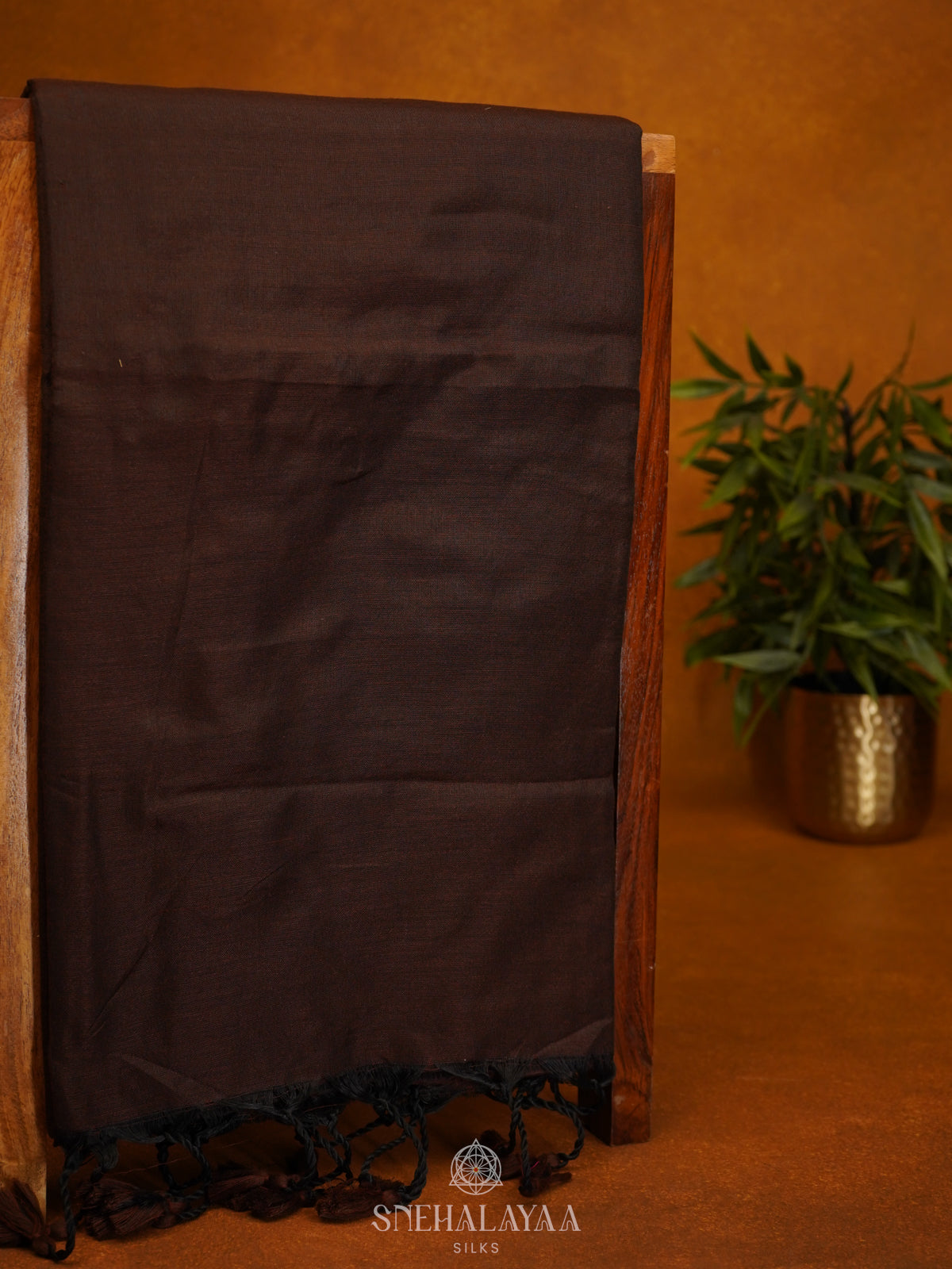 Coffee Brown Khadi Cotton Saree With Cotton Blouse