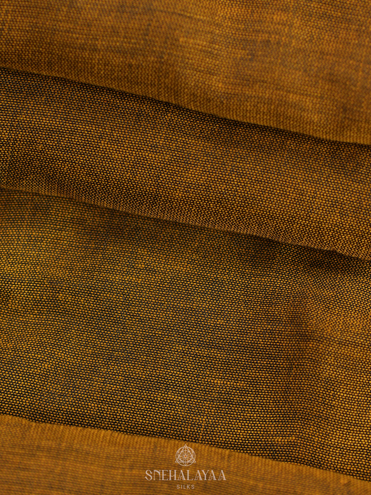 Mustard Khadi Cotton Saree With Cotton Blouse