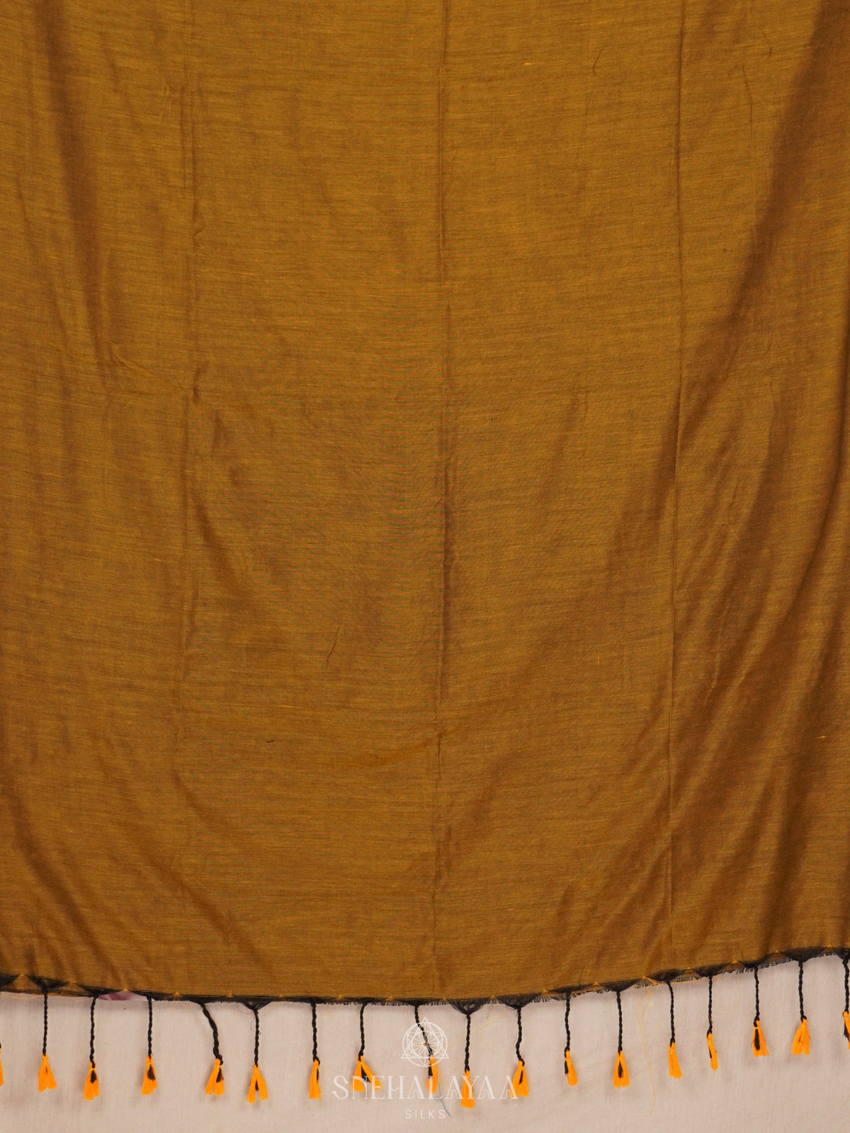 Mustard Khadi Cotton Saree With Cotton Blouse