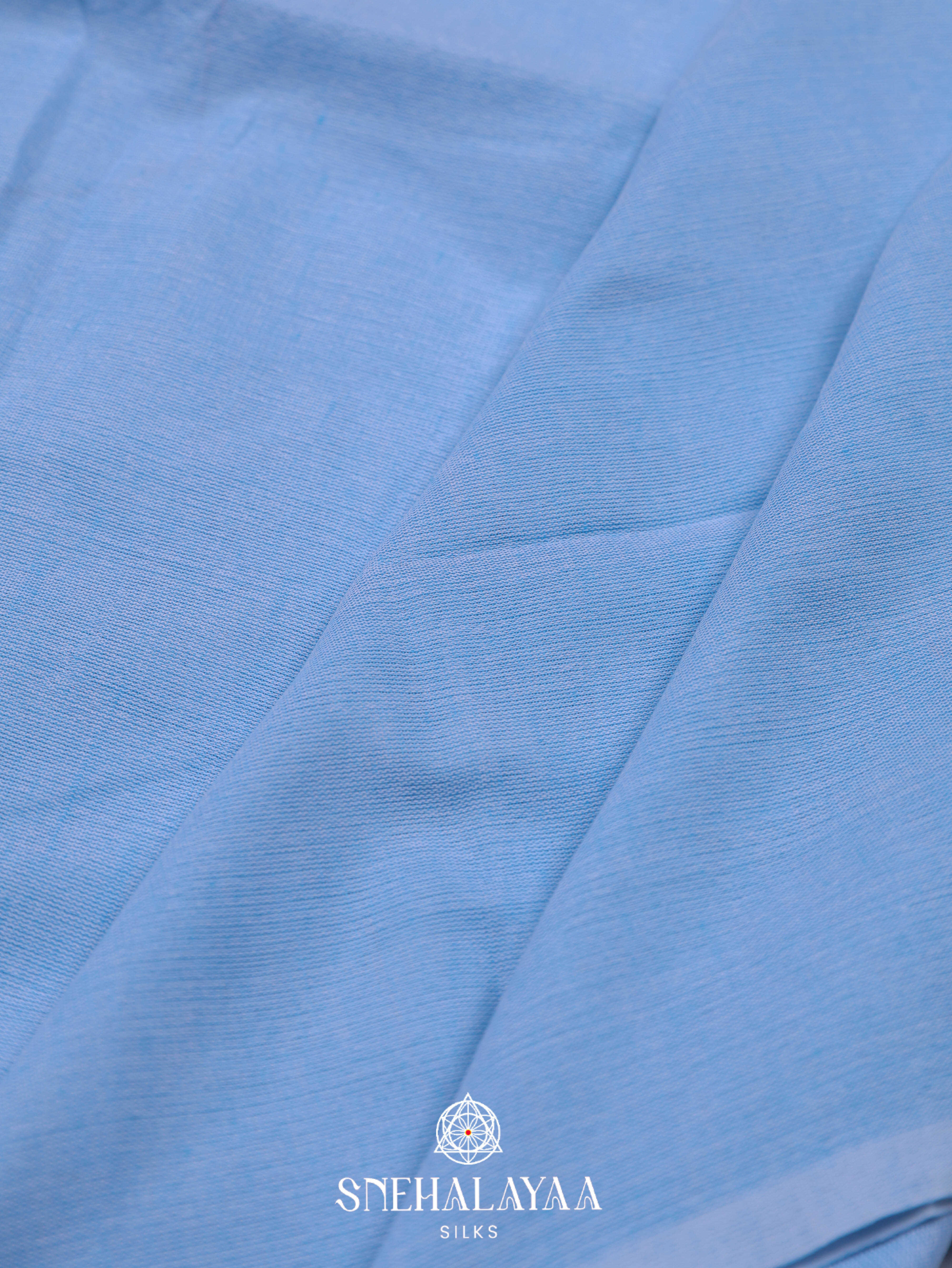 Blue  Khadi Cotton Saree
