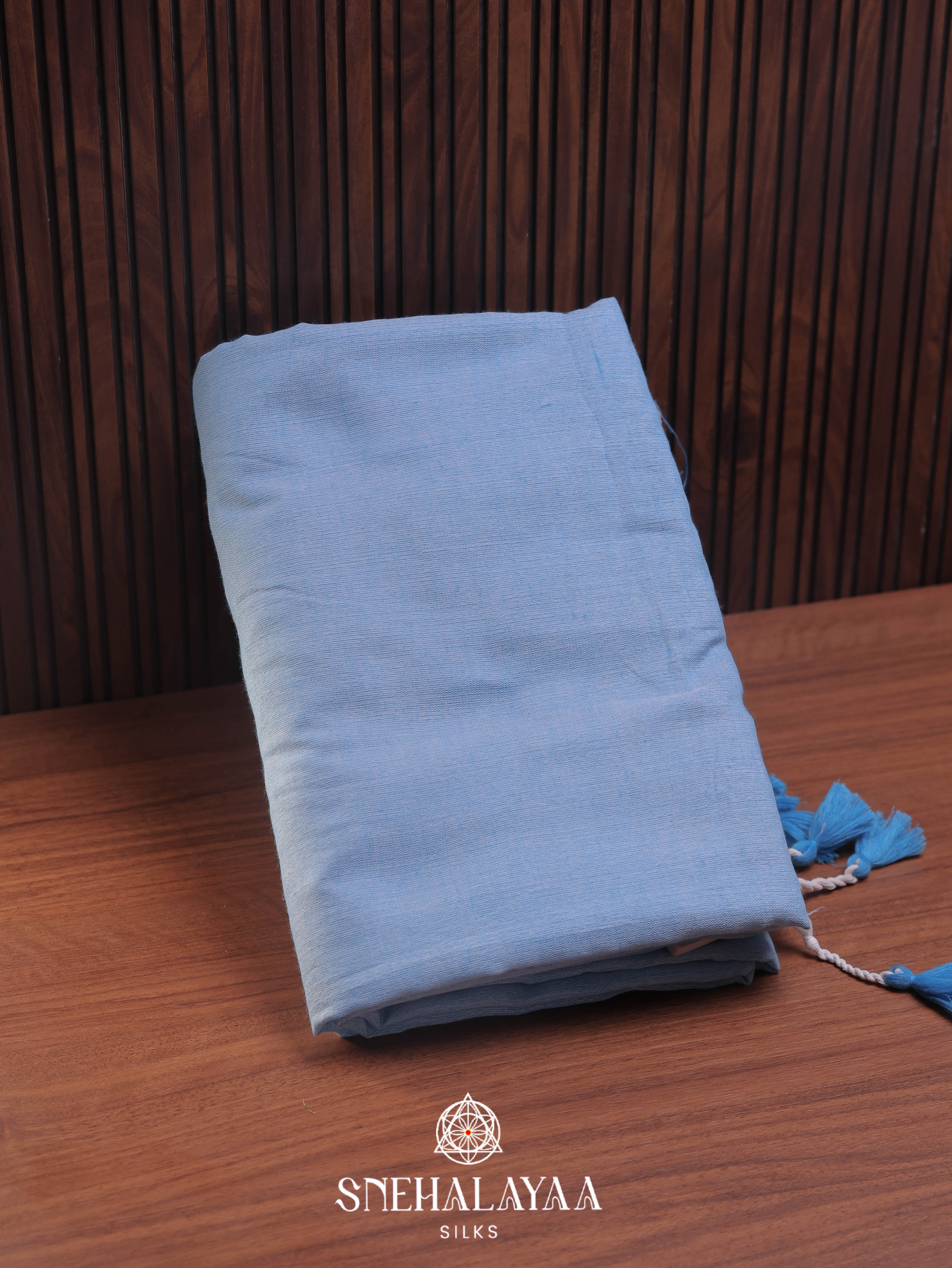 Blue  Khadi Cotton Saree