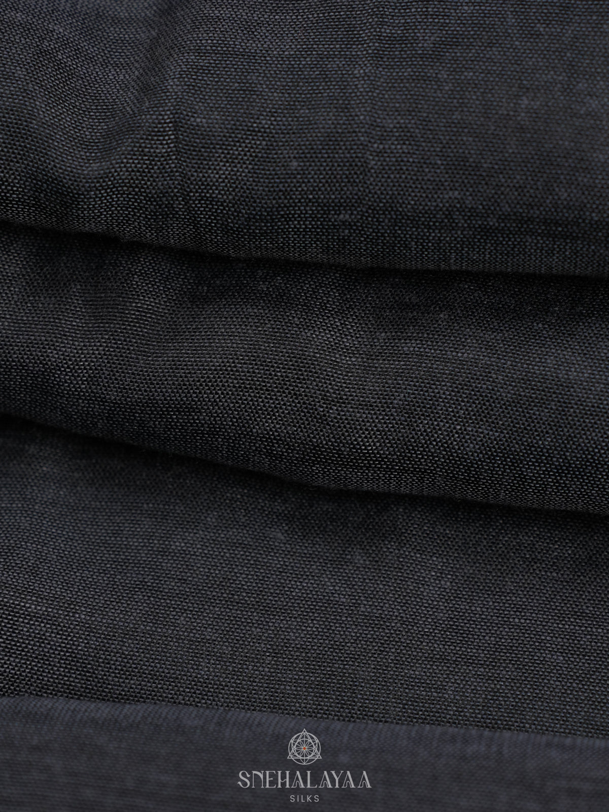 Charcol Black Khadi Cotton Saree With Cotton Blouse