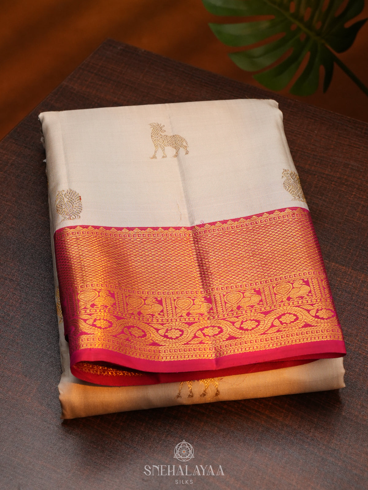 White Kanjivaram Silk Saree