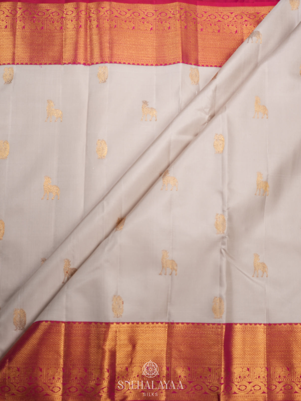 White Kanjivaram Silk Saree