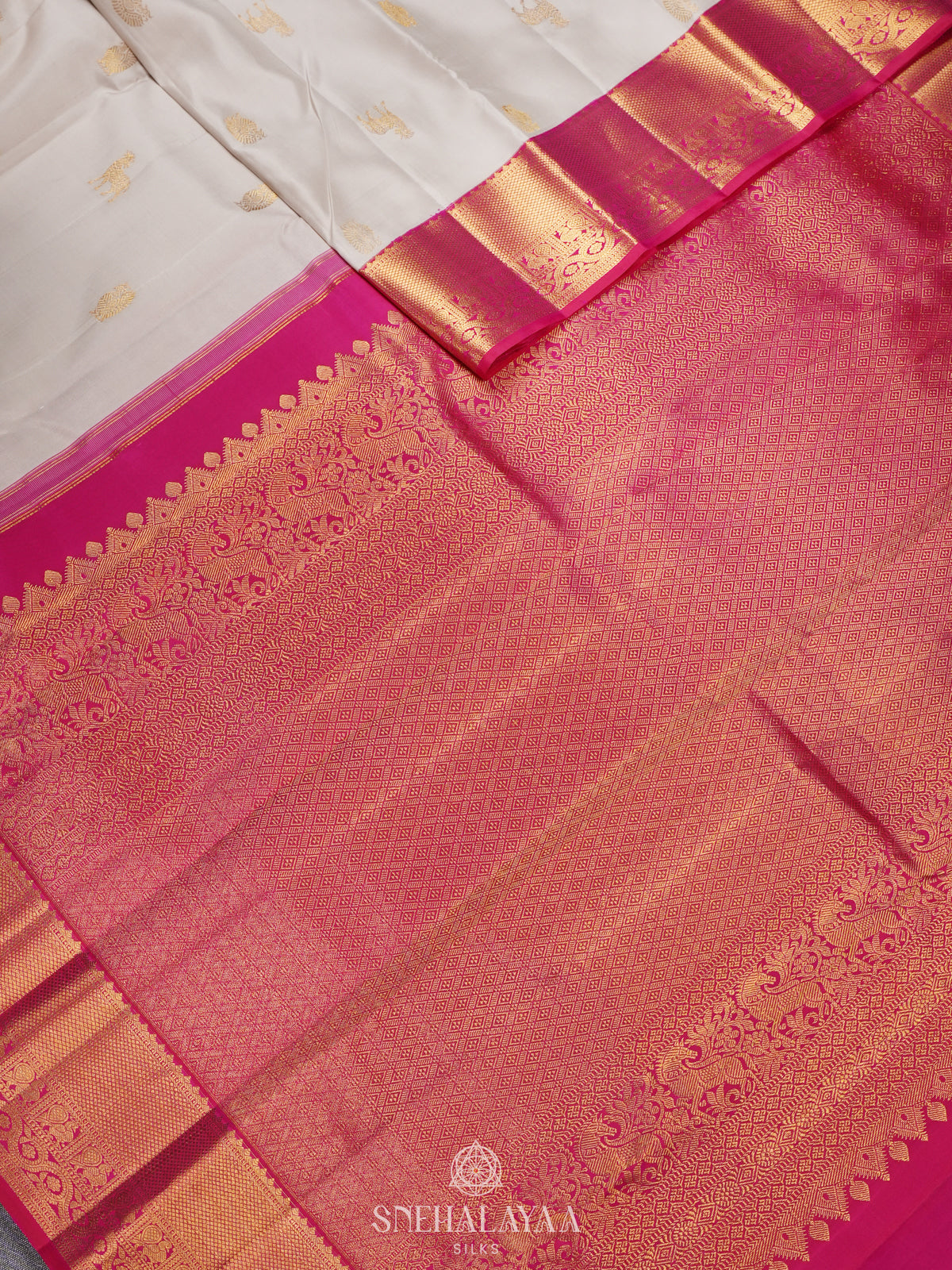 White Kanjivaram Silk Saree