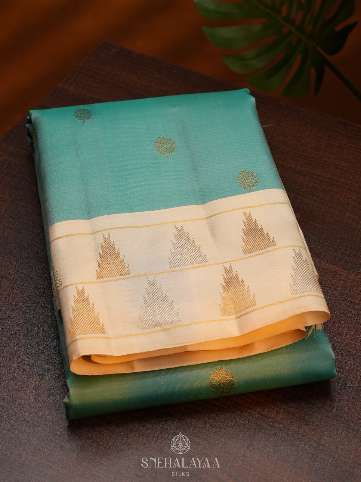 Teal Blue Kanjivaram Silk Saree