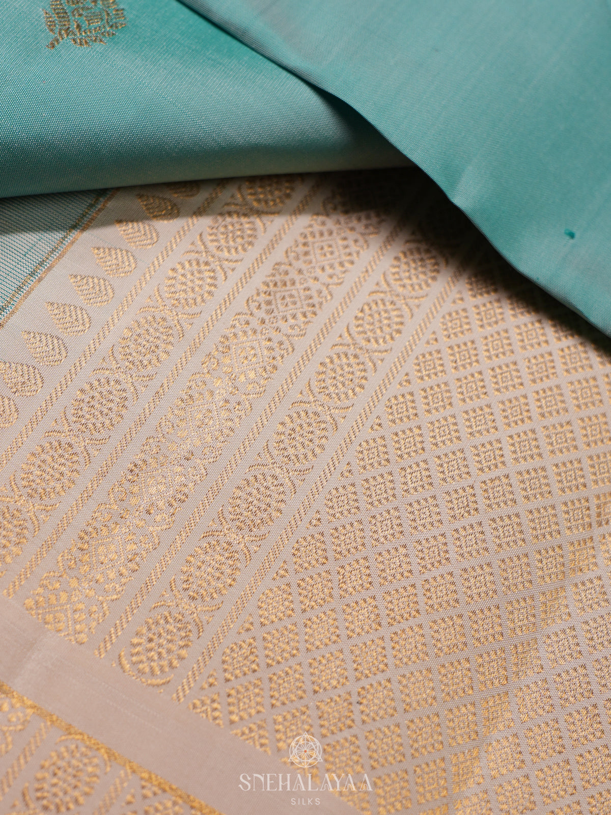 Teal Blue Kanjivaram Silk Saree