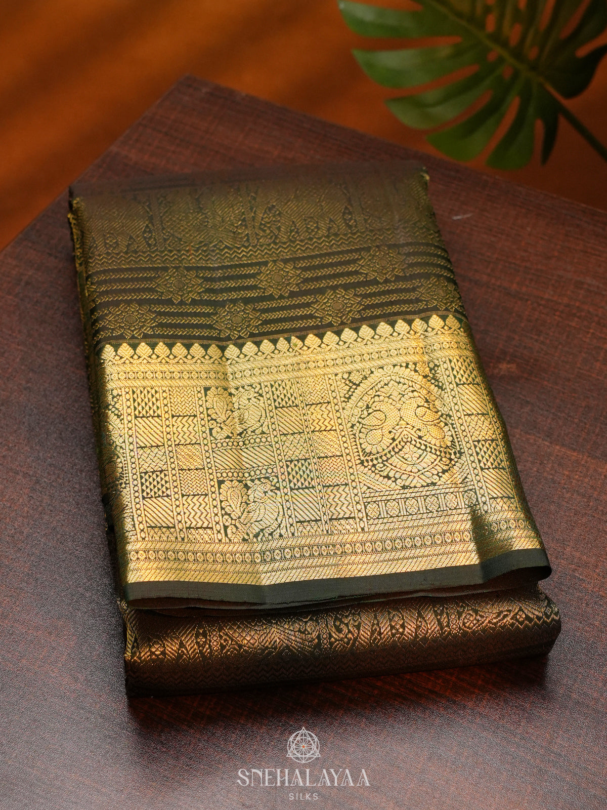 Forest Green Kanjivaram Silk Saree