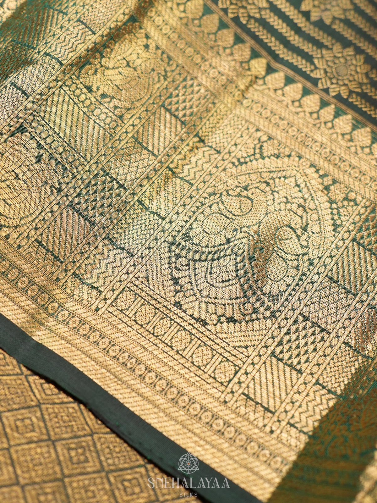 Forest Green Kanjivaram Silk Saree