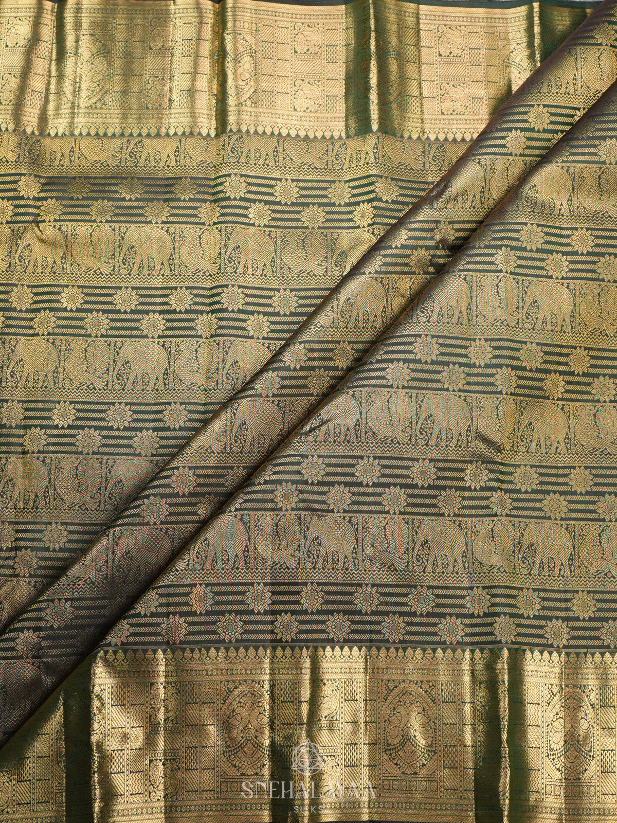 Forest Green Kanjivaram Silk Saree