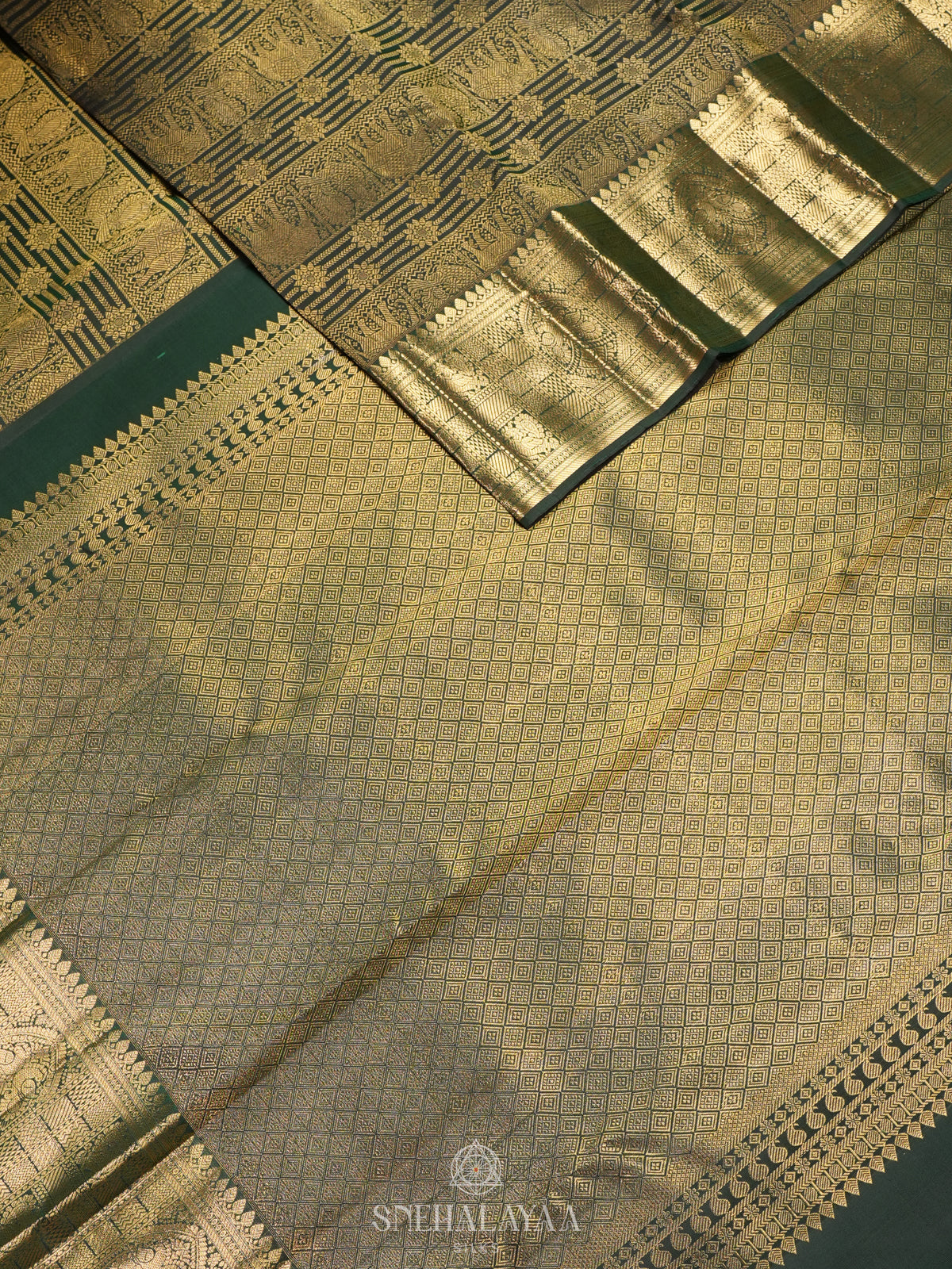 Forest Green Kanjivaram Silk Saree