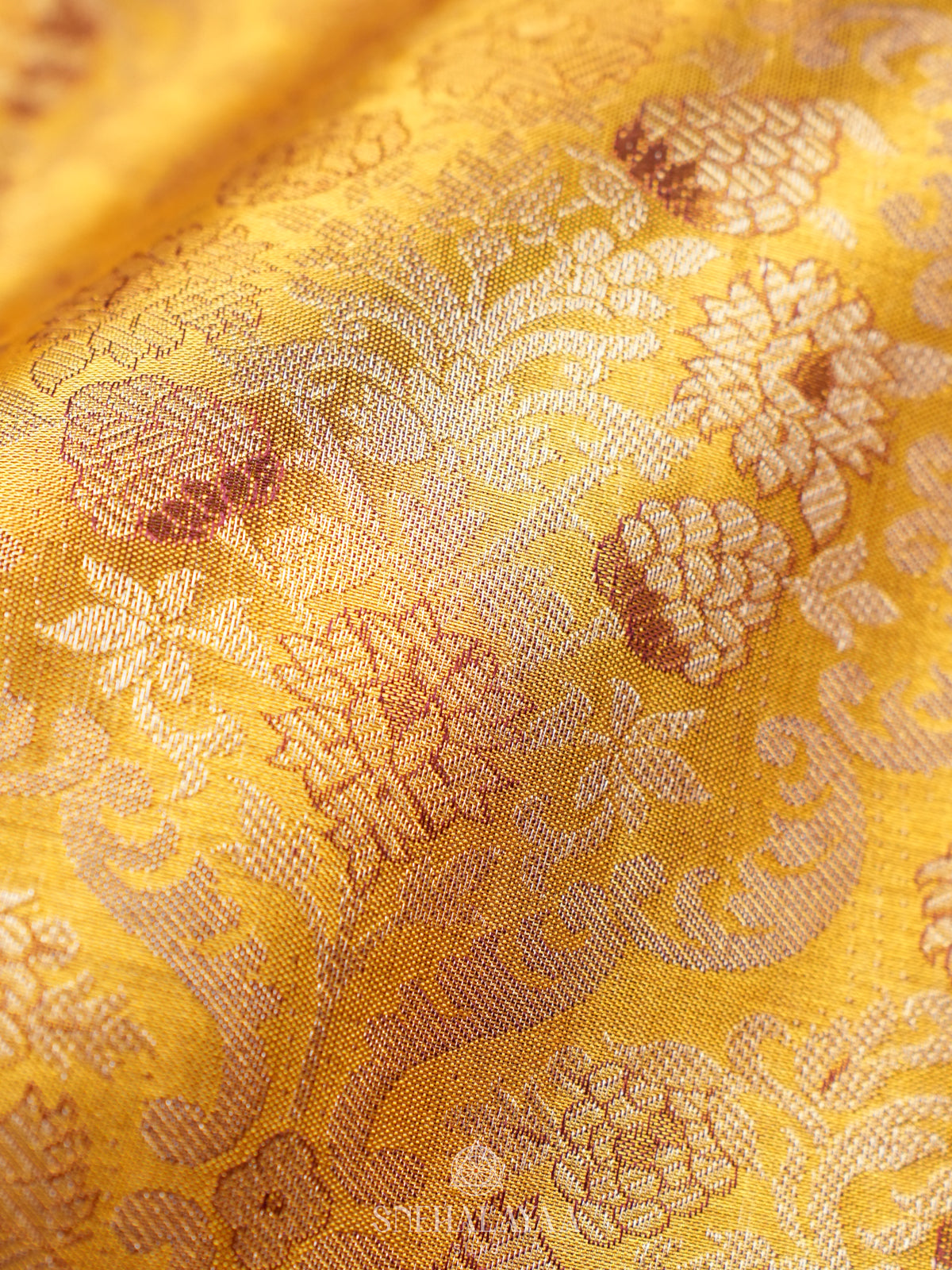Golden Yellow Kanjivaram Silk Saree