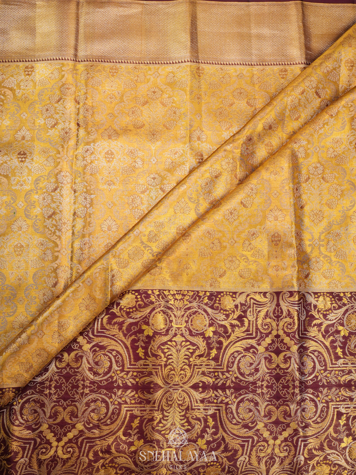 Golden Yellow Kanjivaram Silk Saree