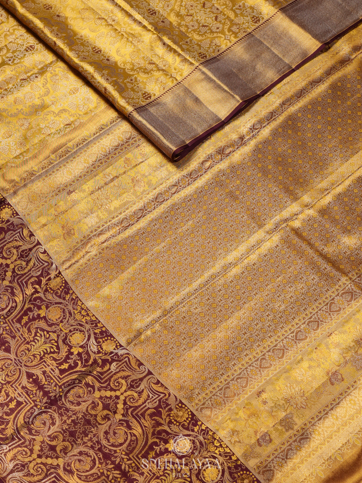 Golden Yellow Kanjivaram Silk Saree